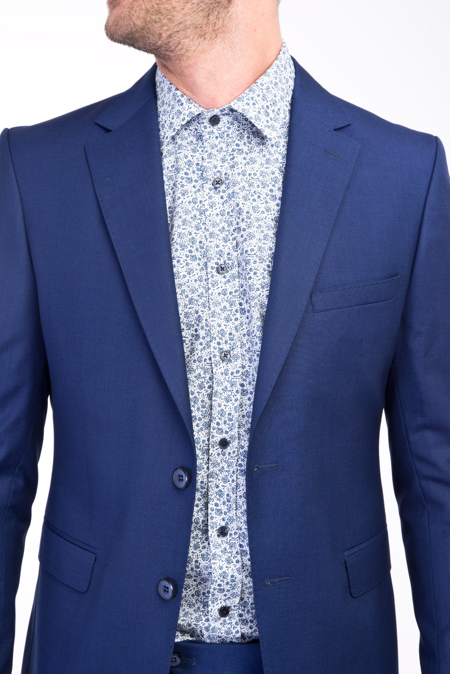 Lacivert 7 Drop Slim Fit Dar Kesim Desenli Takım Elbise - Image 2