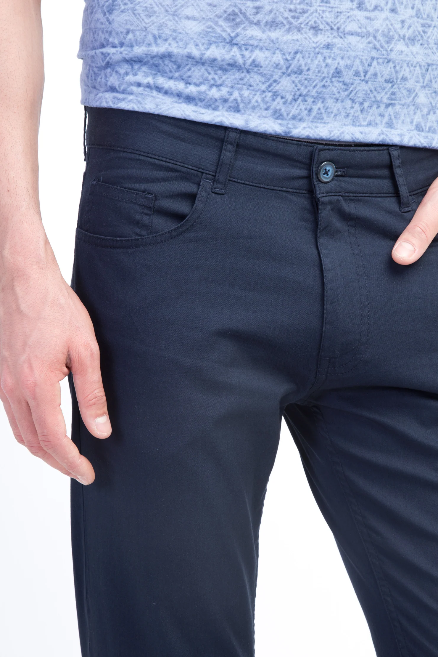 Lacivert Slim Fit Dar Kesim Likralı Kanvas / Chino Pantolon - Image 2