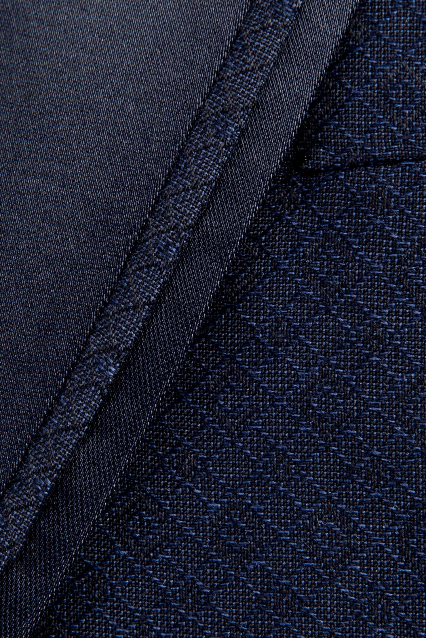 Lacivert 7 Drop Slim Fit Dar Kesim Mono Yaka Desenli Yelekli Smokin & Damatlık - Image 7