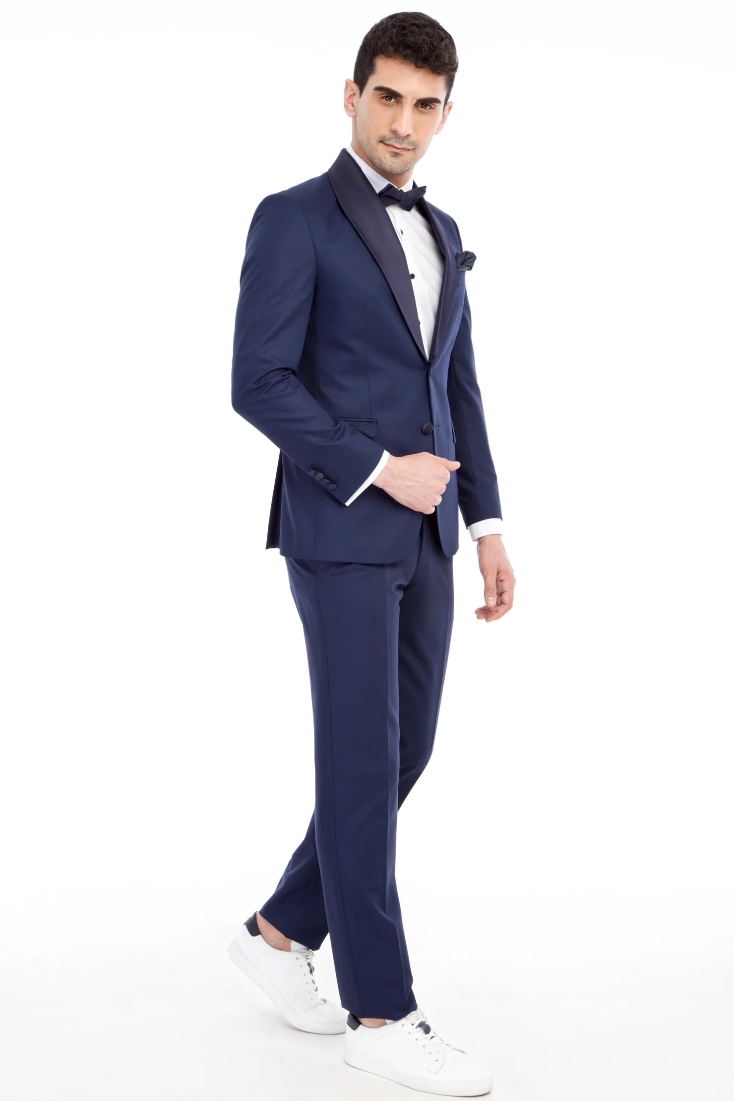 Lacivert 7 Drop Slim Fit Dar Kesim Şal Yaka Smokin & Damatlık