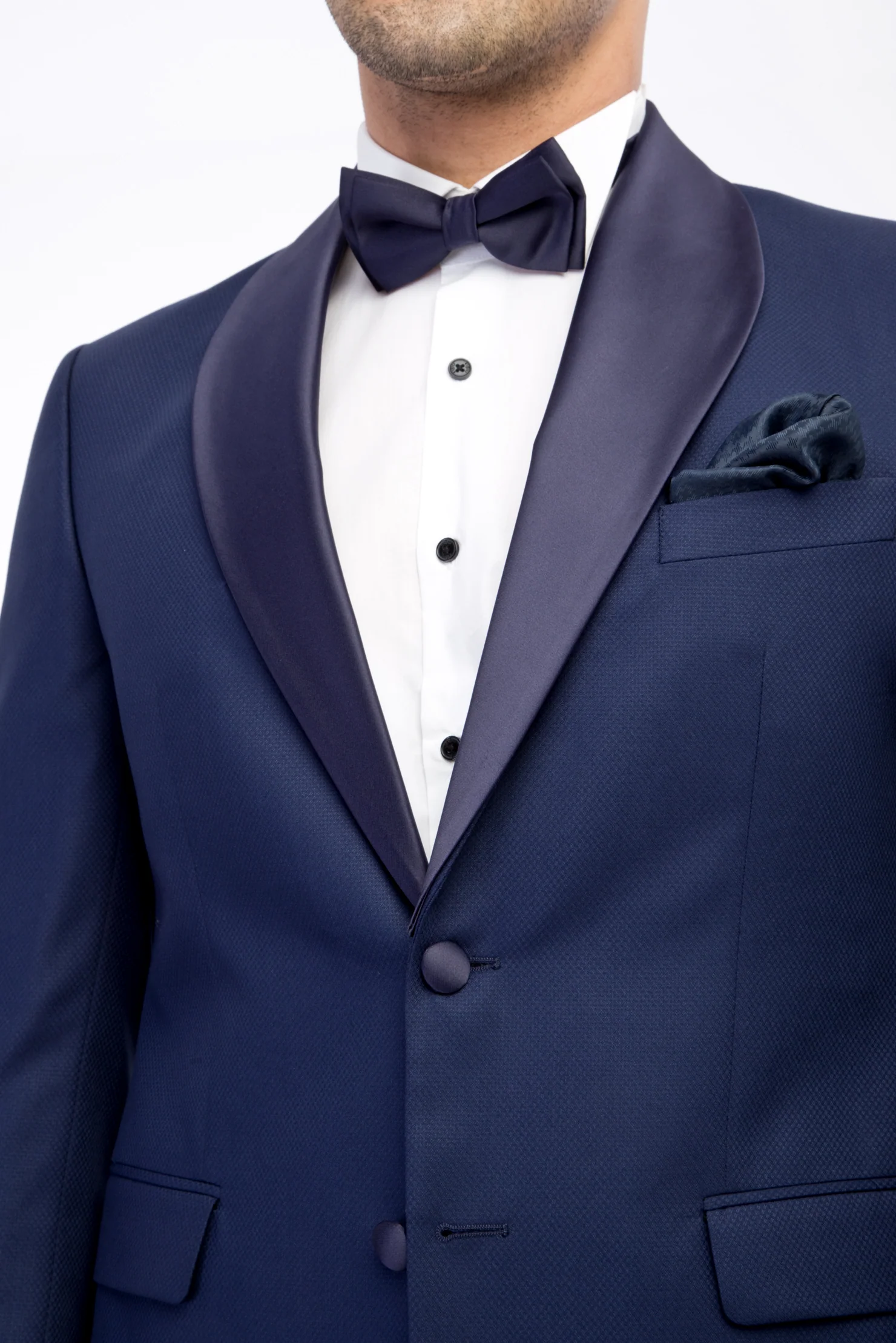 Lacivert 7 Drop Slim Fit Dar Kesim Şal Yaka Smokin & Damatlık - Image 4