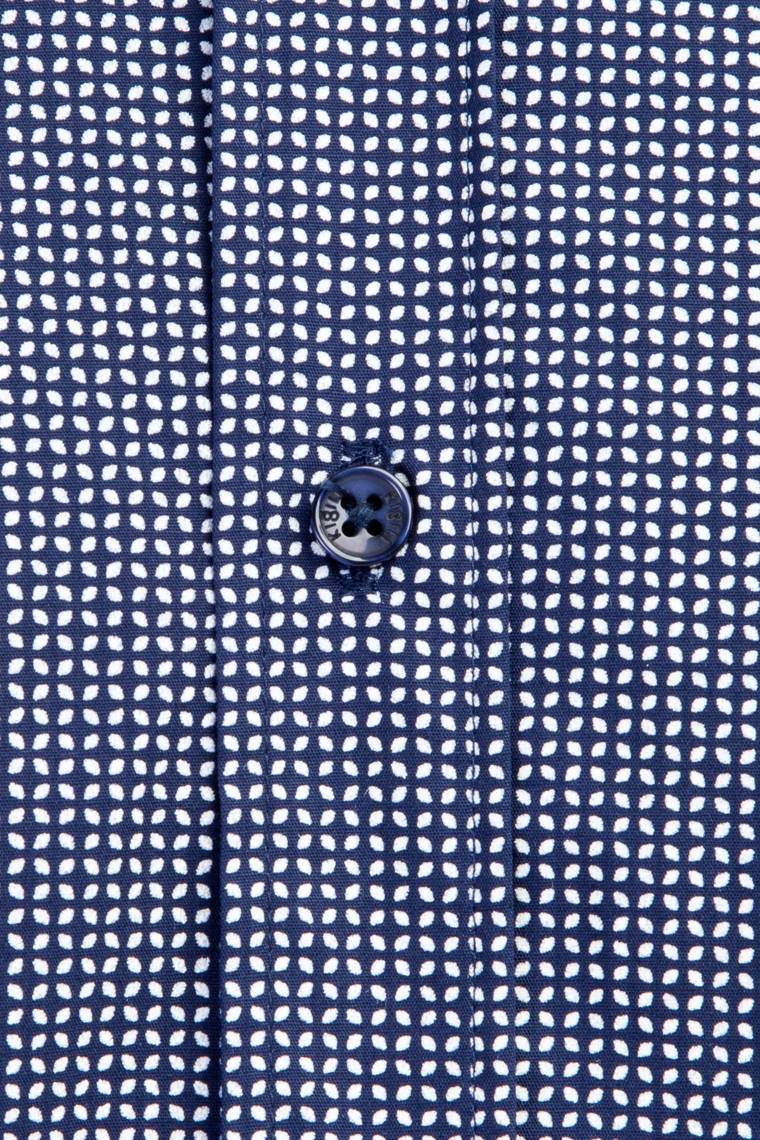 Lacivert Uzun Kol Desenli Slim Fit Dar Kesim Pamuk Gömlek - Image 4