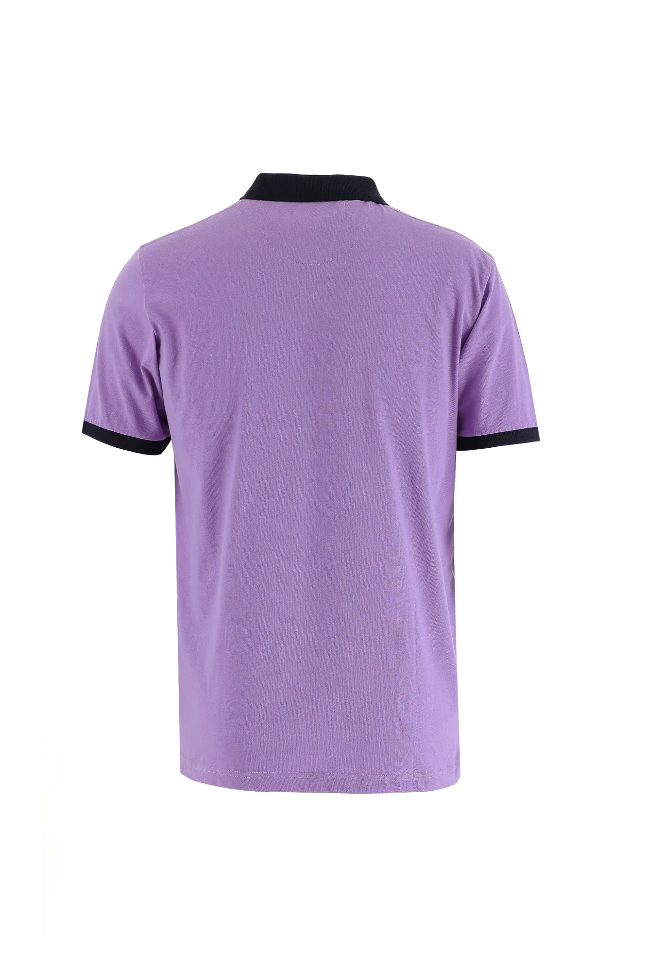 Lila Polo Yaka Slim Fit Dar Kesim Desenli Pamuk Tişört - Image 2
