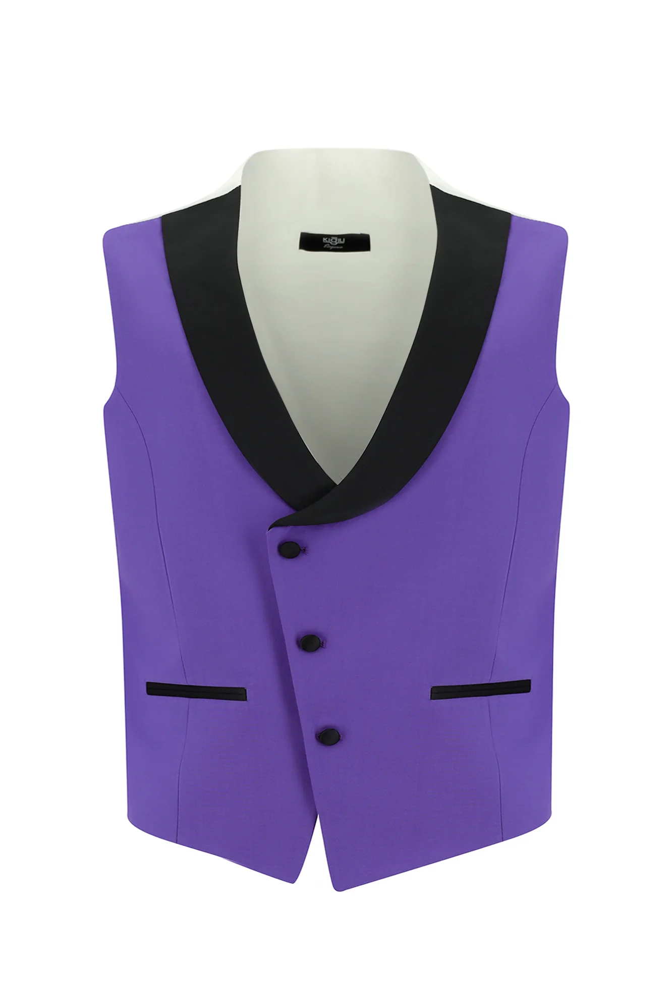 Lila 7 Drop Slim Fit Dar Kesim Şal Yaka Yelekli Smokin & Damatlık - Image 4