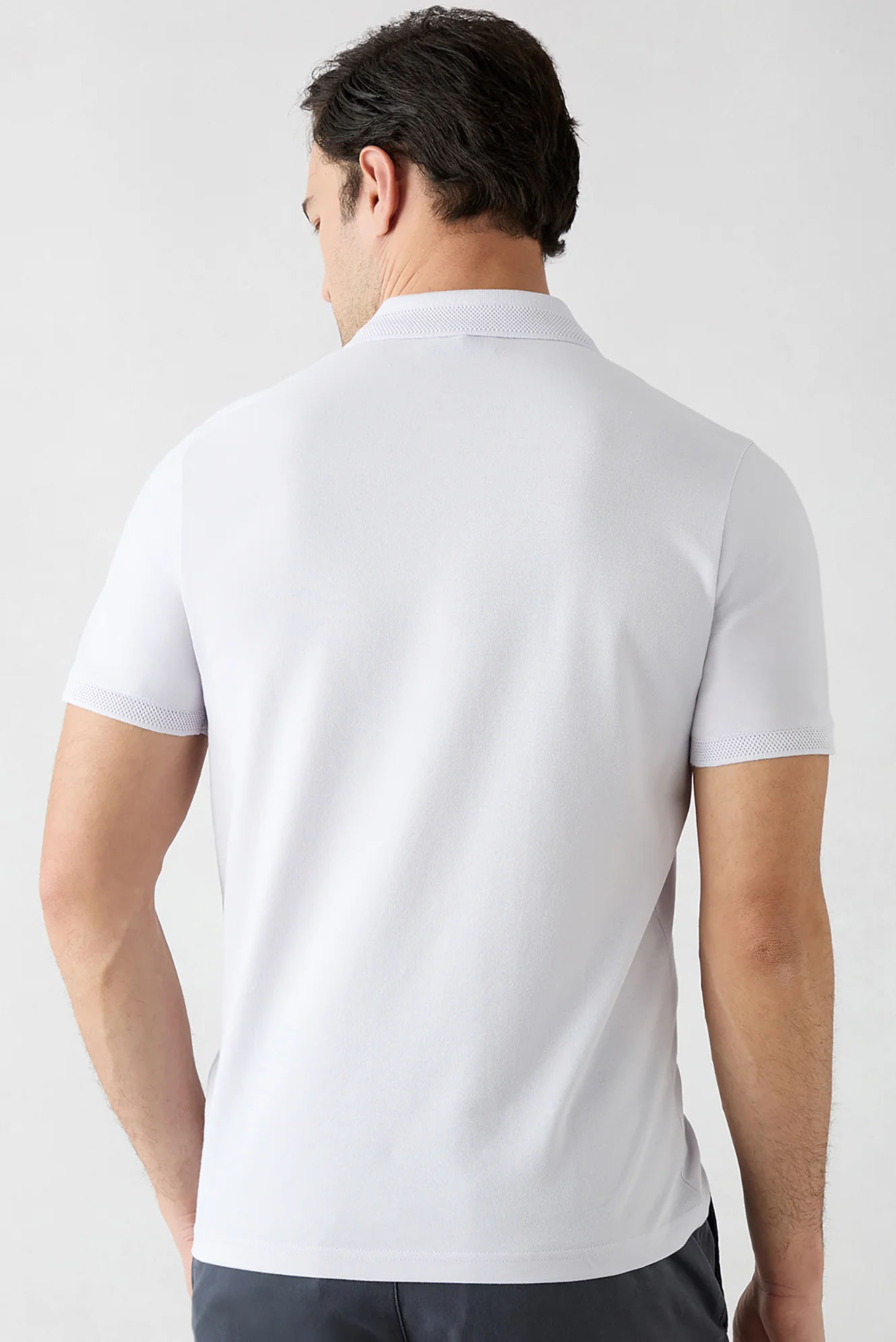 Lila Kıvrılmaz Polo Yaka Slim Fit Dar Kesim Ribana Detaylı Pamuk Tişört - Image 4