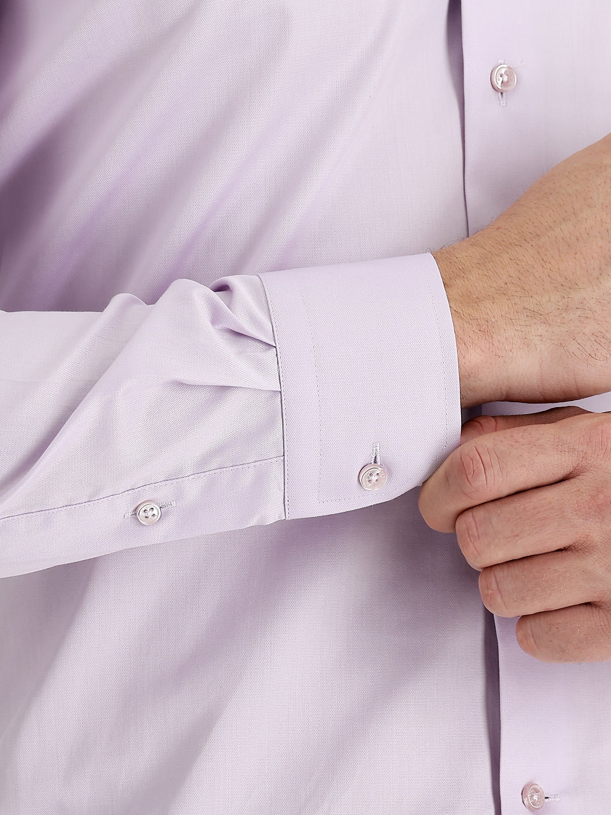 Lila Uzun Kol Non Iron Slim Fit Dar Kesim Pamuklu Gömlek - Image 6