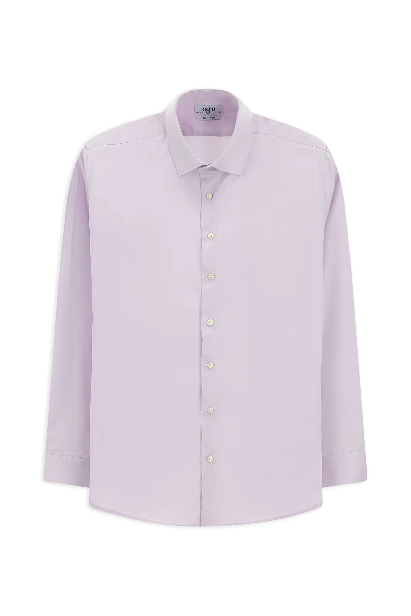 Lila Uzun Kol Slim Fit Dar Kesim Klasik Non Iron Pamuklu Gömlek - Image 9