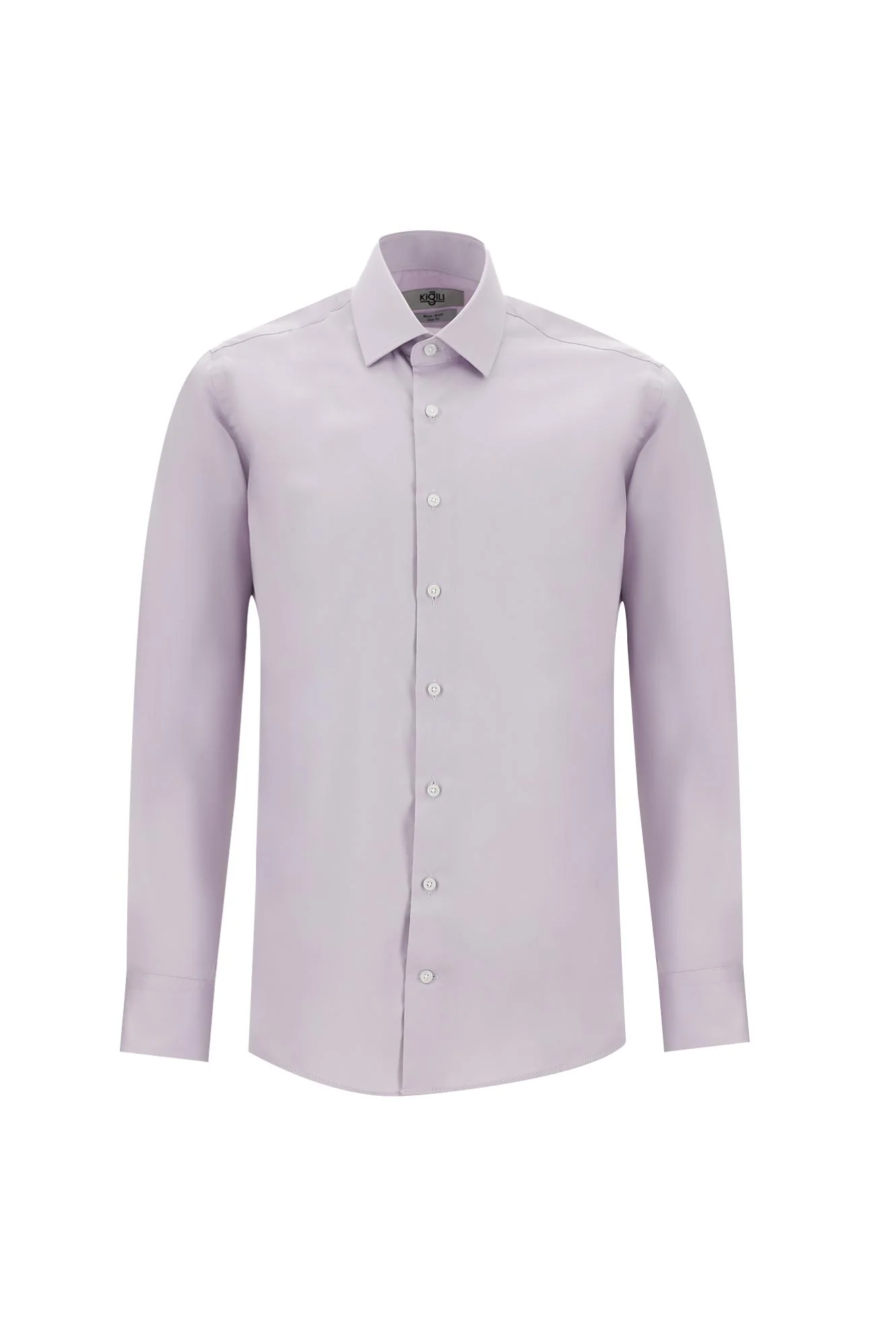 Lila Uzun Kol Slim Fit Dar Kesim Klasik Non Iron Saten Pamuklu Gömlek