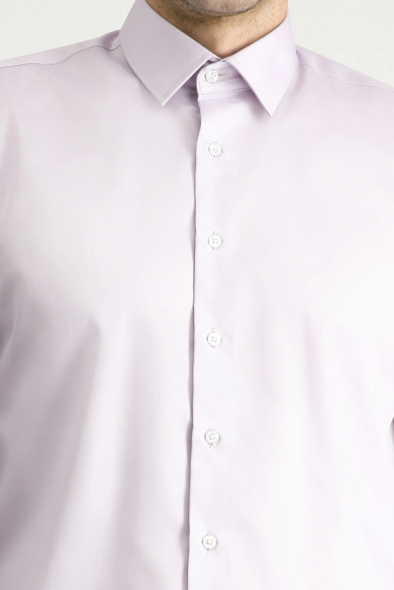 Lila Uzun Kol Slim Fit Dar Kesim Klasik Non Iron Saten Pamuklu Gömlek - Image 5