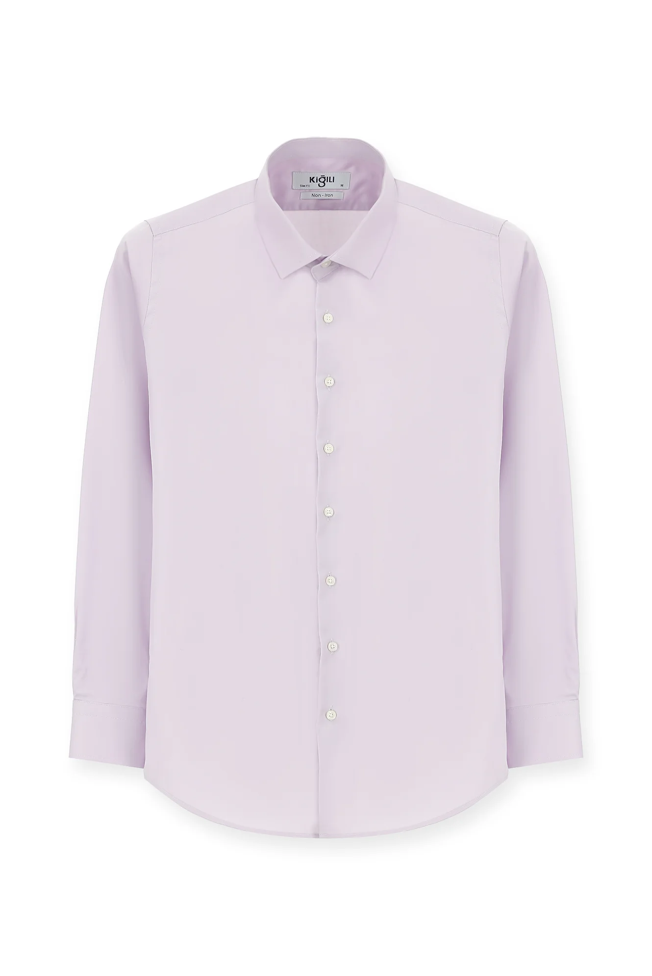 Lila Uzun Kol Slim Fit Dar Kesim Klasik Non Iron Saten Pamuklu Gömlek - Image 7