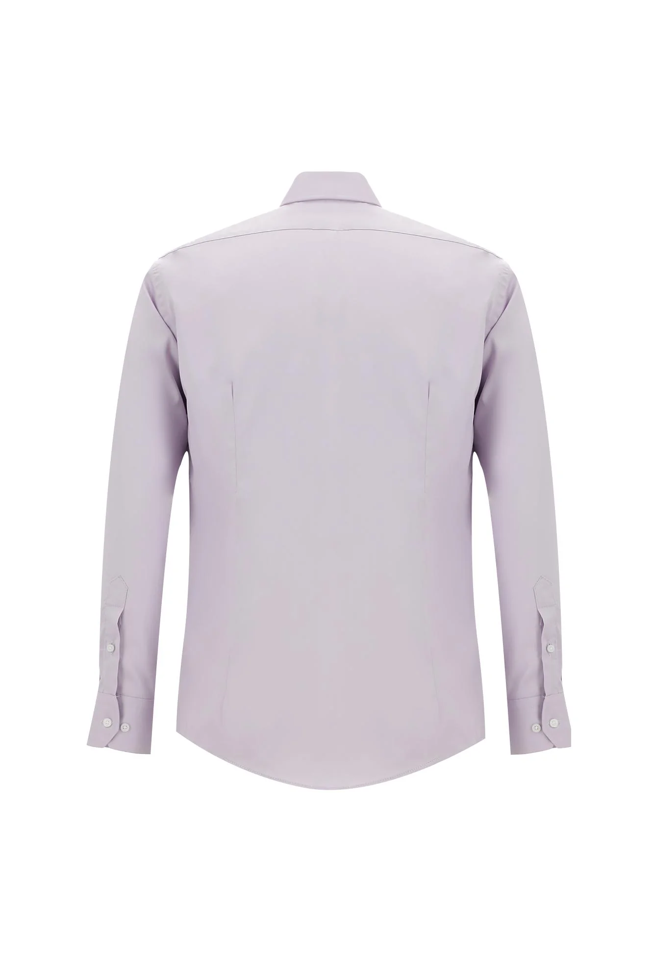 Lila Uzun Kol Slim Fit Dar Kesim Klasik Non Iron Saten Pamuklu Gömlek - Image 2