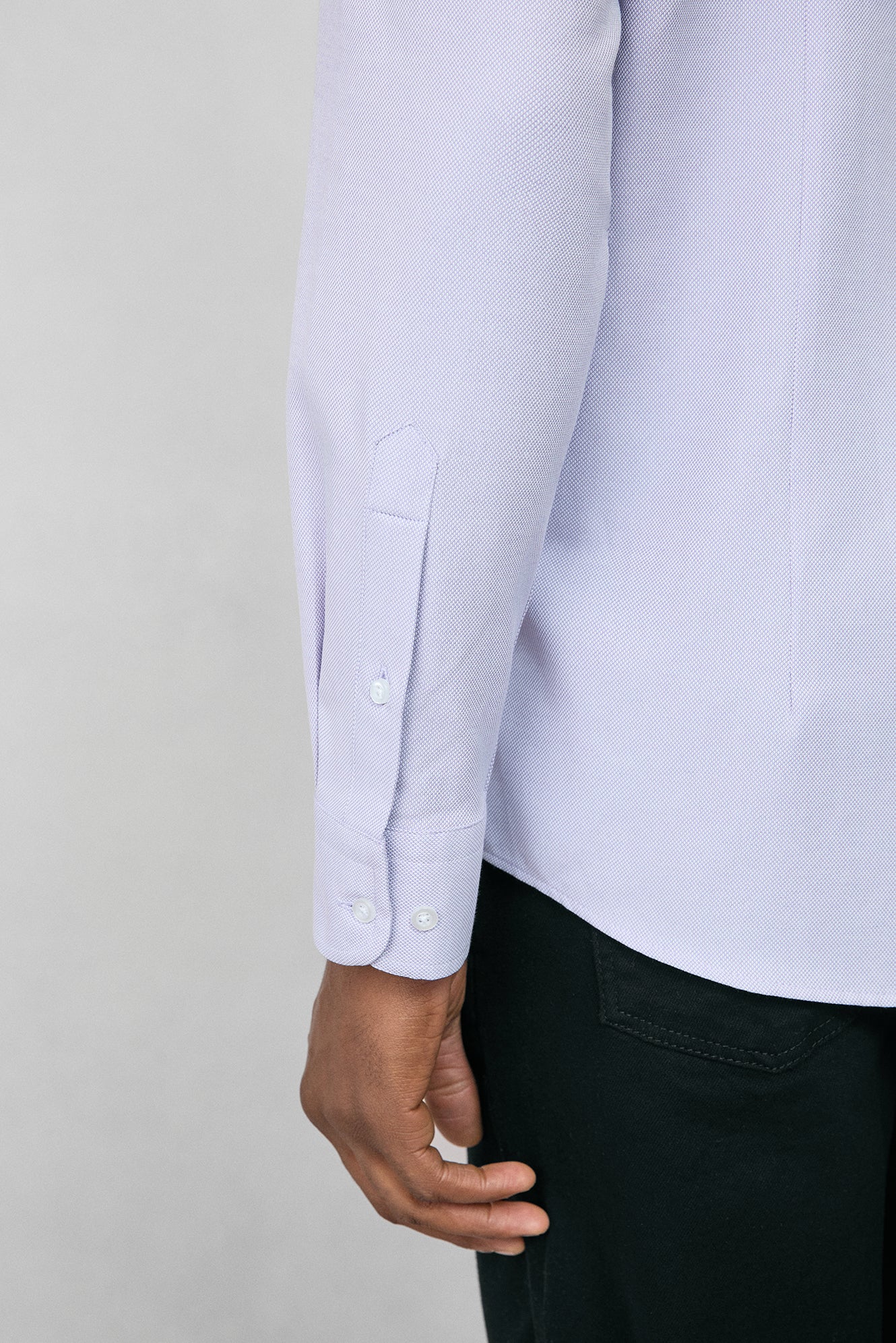 Lila Uzun Kol Slim Fit Düğmeli Yaka Pamuklu Kolay Ütülenebilir 4 Mevsim Oxford Gömlek - Image 6