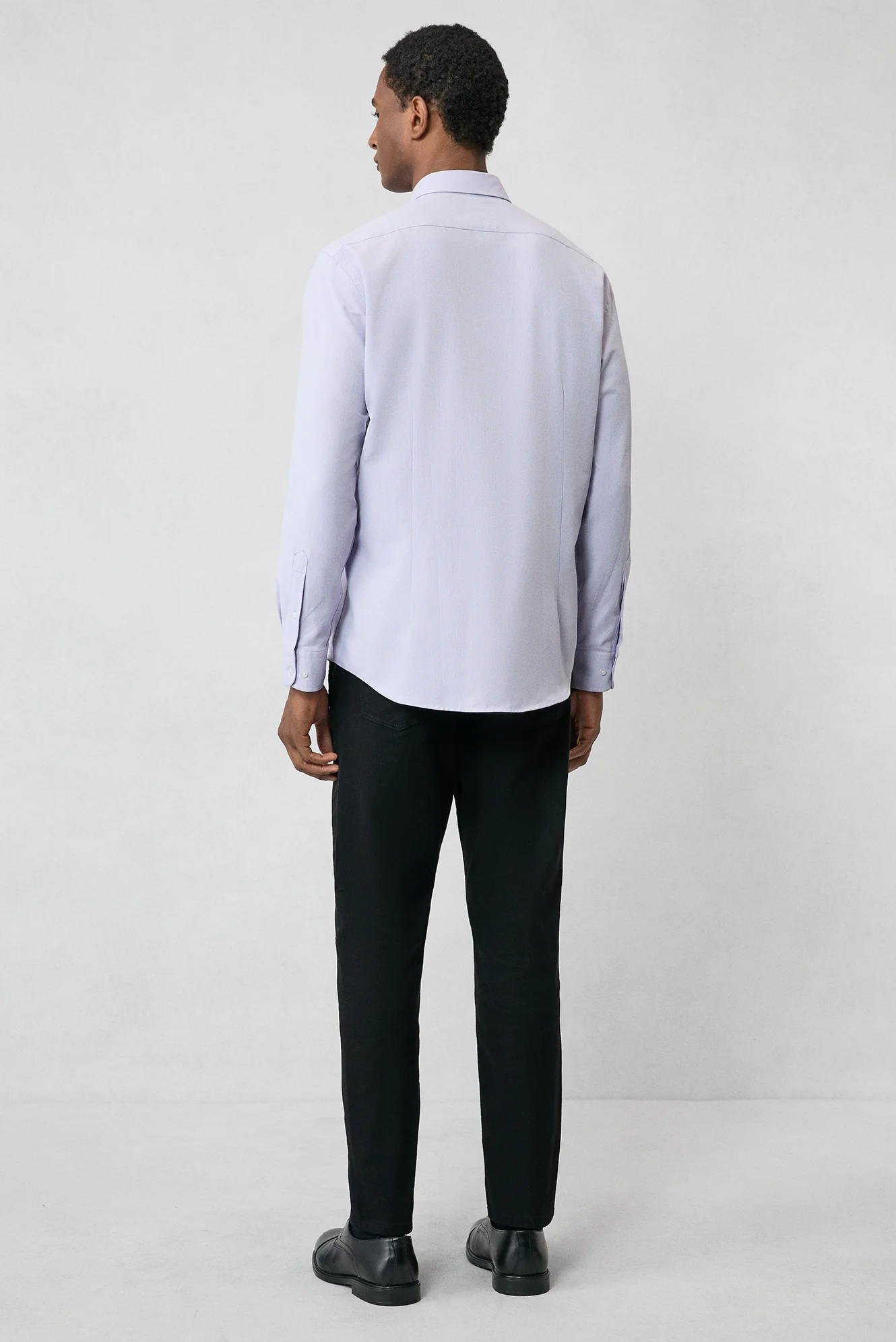 Lila Uzun Kol Slim Fit Düğmeli Yaka Pamuklu Kolay Ütülenebilir 4 Mevsim Oxford Gömlek - Image 7