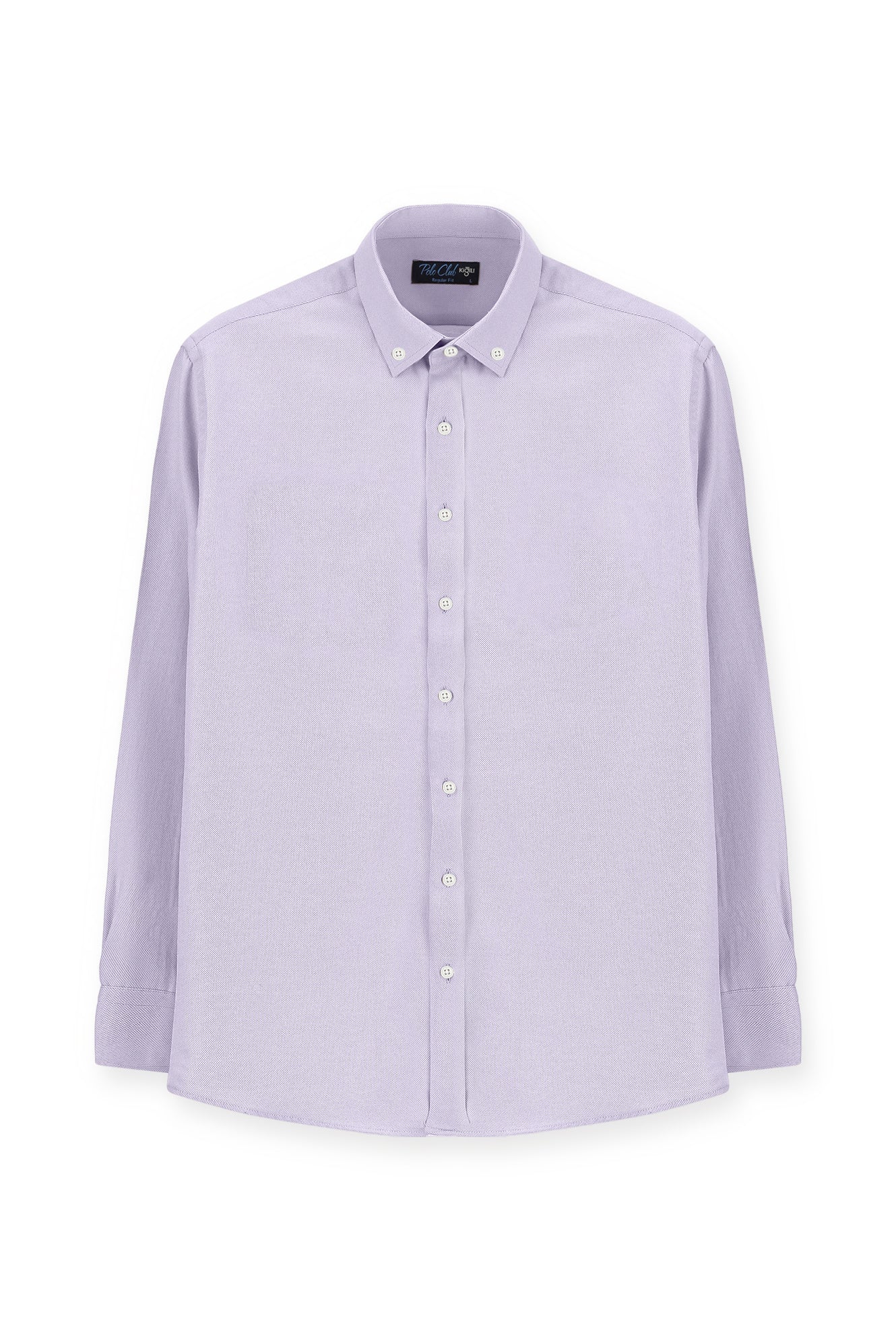 Lila Uzun Kol Slim Fit Düğmeli Yaka Pamuklu Kolay Ütülenebilir 4 Mevsim Oxford Gömlek - Image 9