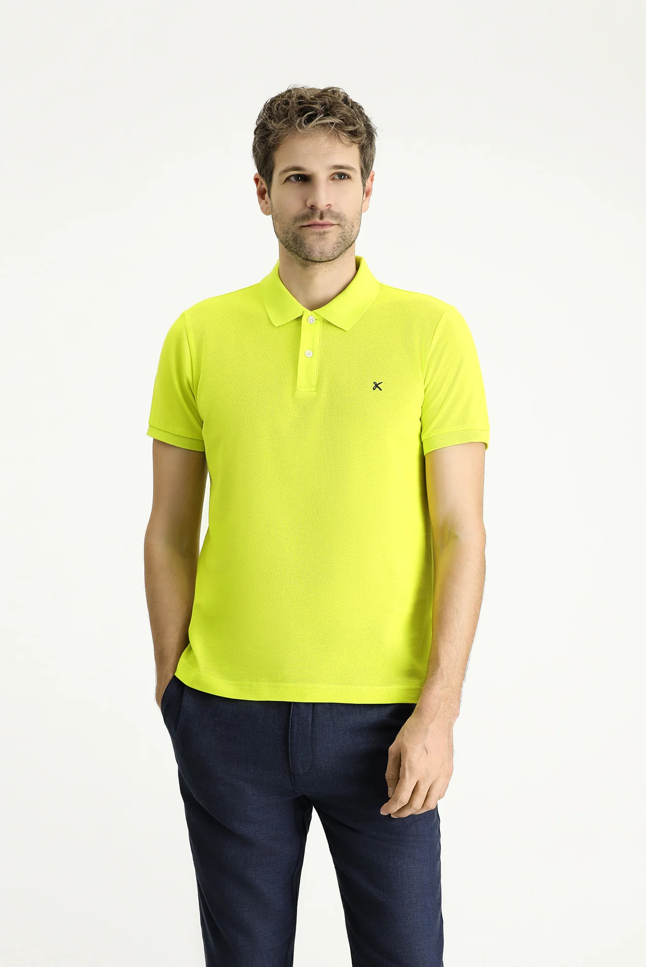 Lime Slim Fit Dar Kesim Nakışlı Pamuk Polo Yaka Tişört - Image 3