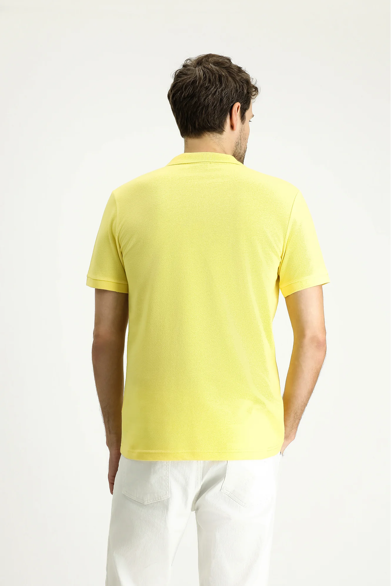 Limon Sarı Slim Fit Dar Kesim Nakışlı Pamuk Polo Yaka Tişört - Image 5