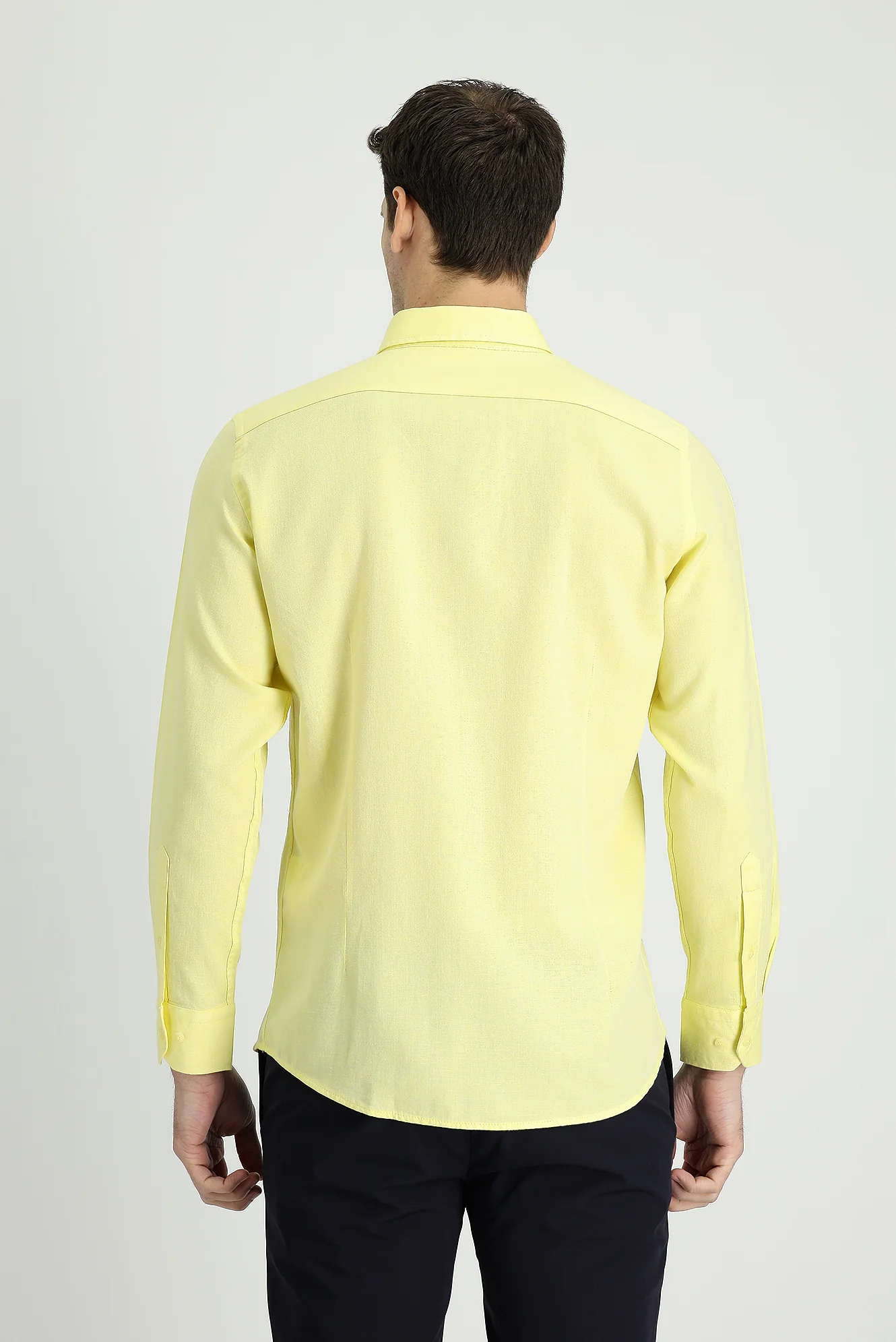 Limon Sarı Uzun Kol Slim Fit Dar Kesim Spor Gömlek - Image 3