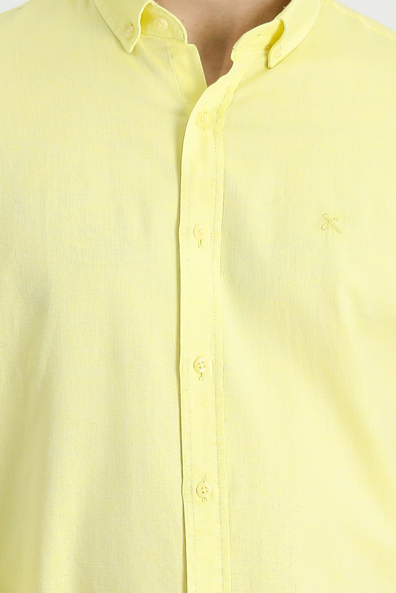 Limon Sarı Uzun Kol Slim Fit Dar Kesim Spor Gömlek - Image 4