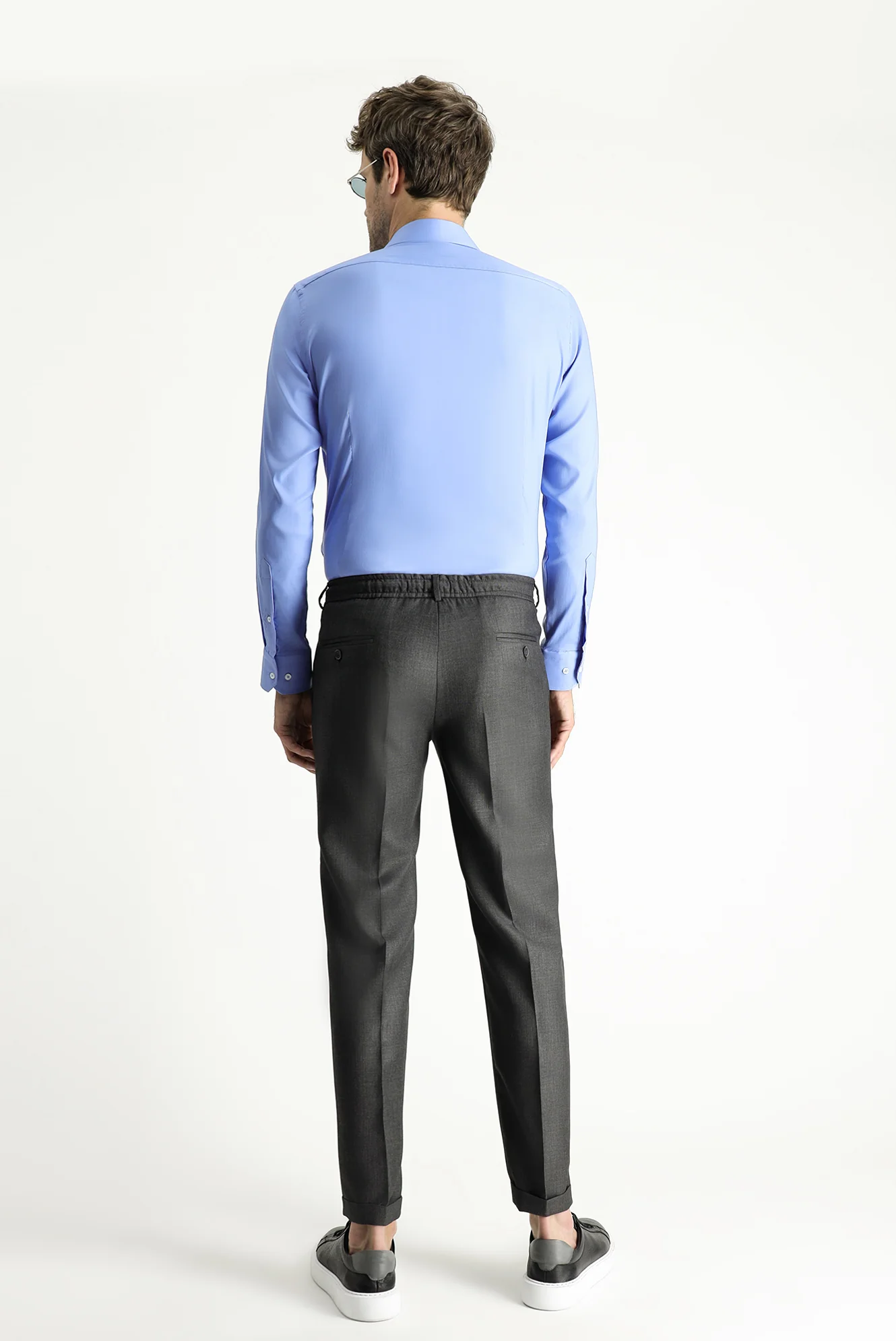 Marengo 7 Drop Slim Fit Dar Kesim Beli Lasikli İpli Klasik Kumaş Pantolon - Image 4