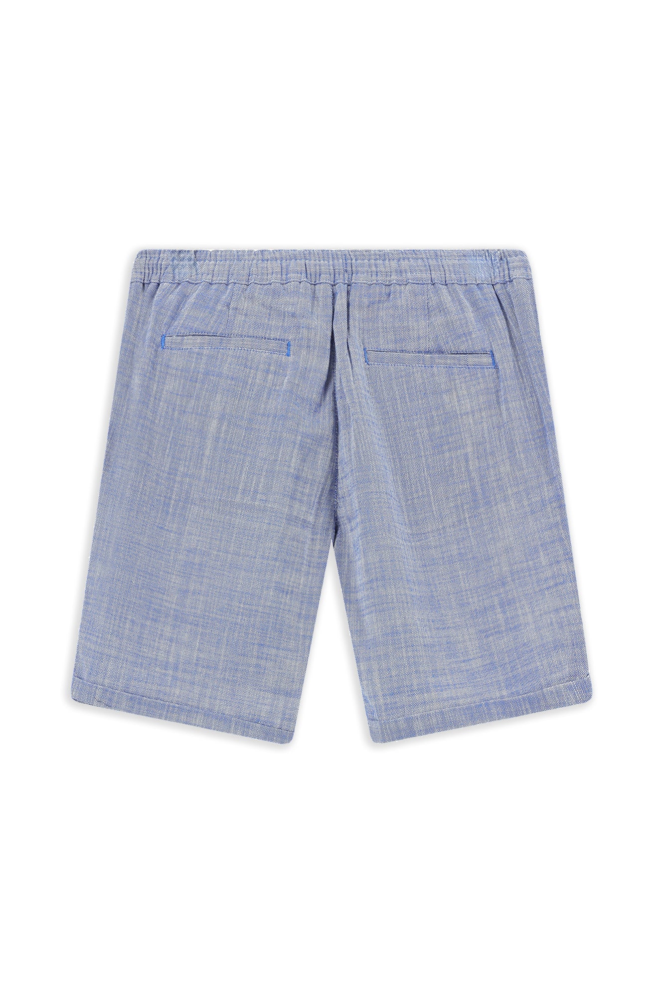Mavi Slim Fit Dar Kesim Beli Lastikli İpli Pamuk Bermuda Şort - Image 2
