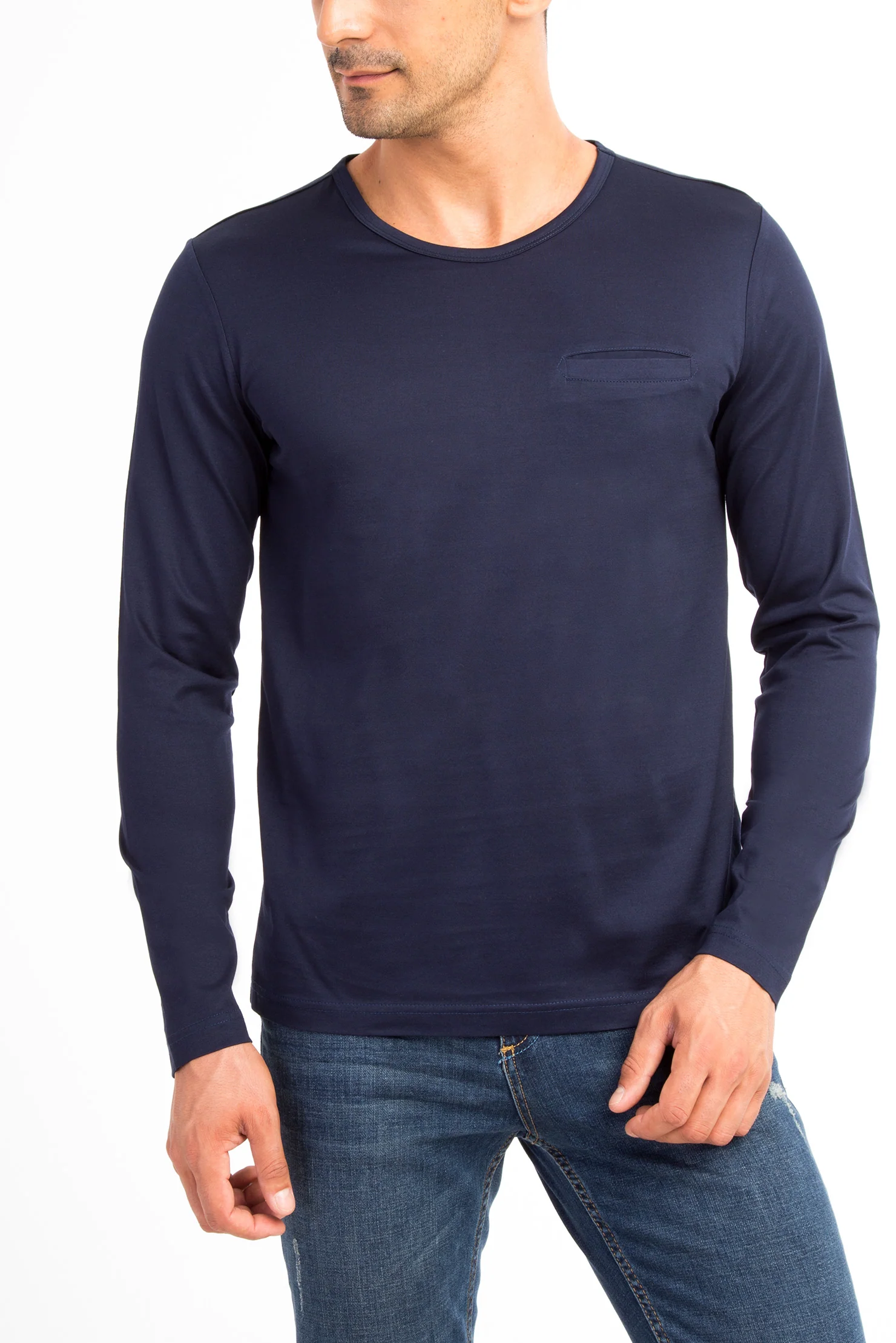 Mavi Bisiklet Yaka Regular Fit Pamuk Sweatshirt - Image 3