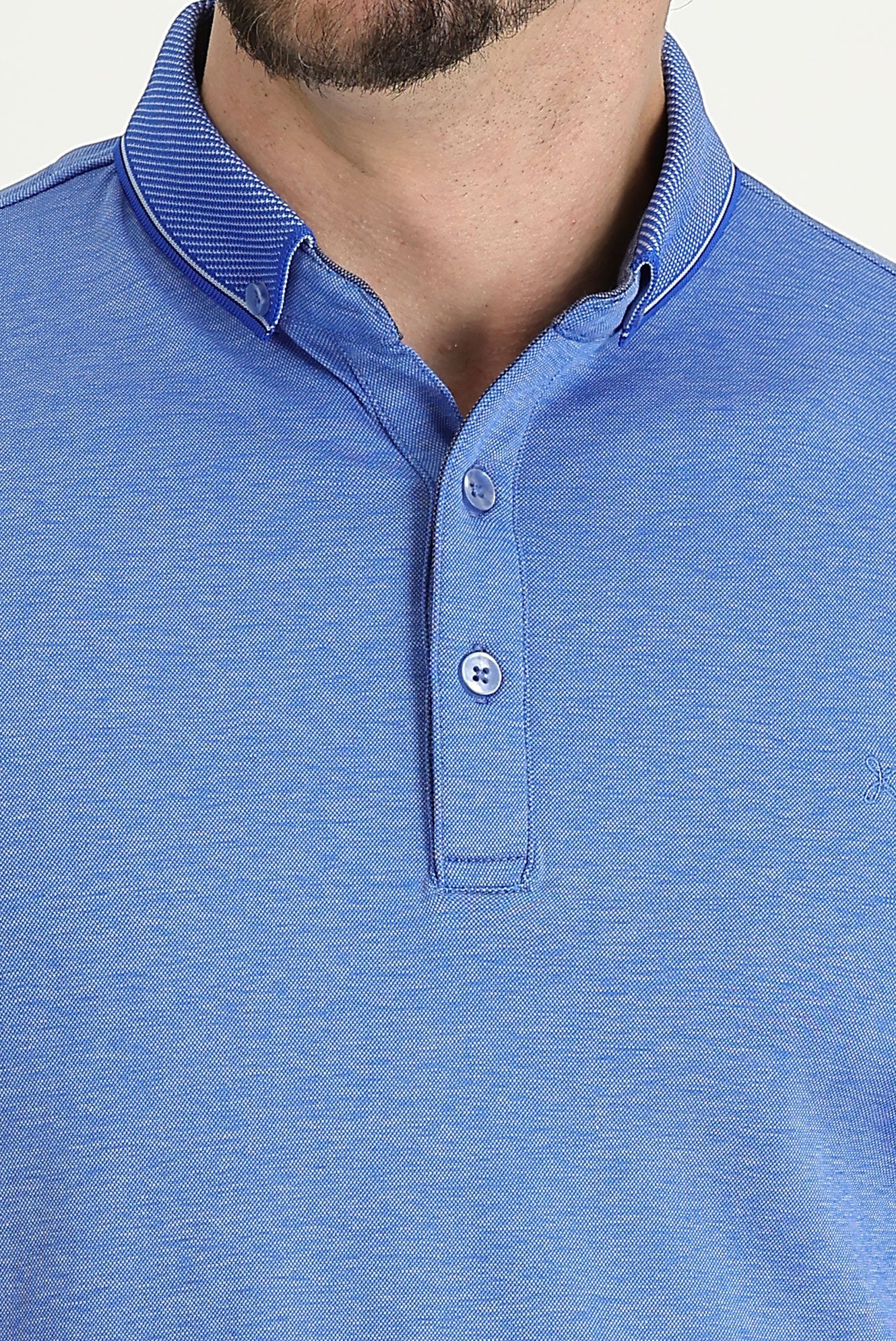 Mavi Polo Yaka Regular Fit Nakışlı Tişört - Image 4