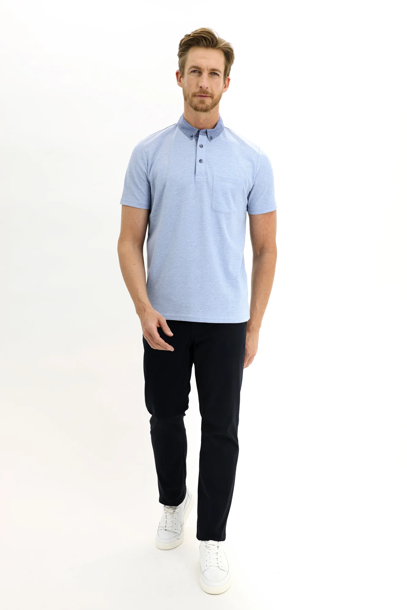 Mavi Polo Yaka Regular Fit Tişört - Image 2