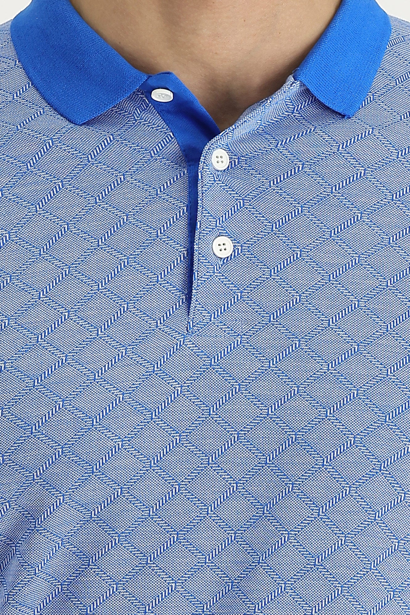 Mavi Polo Yaka Slim Fit Dar Kesim Desenli Tişört - Image 4