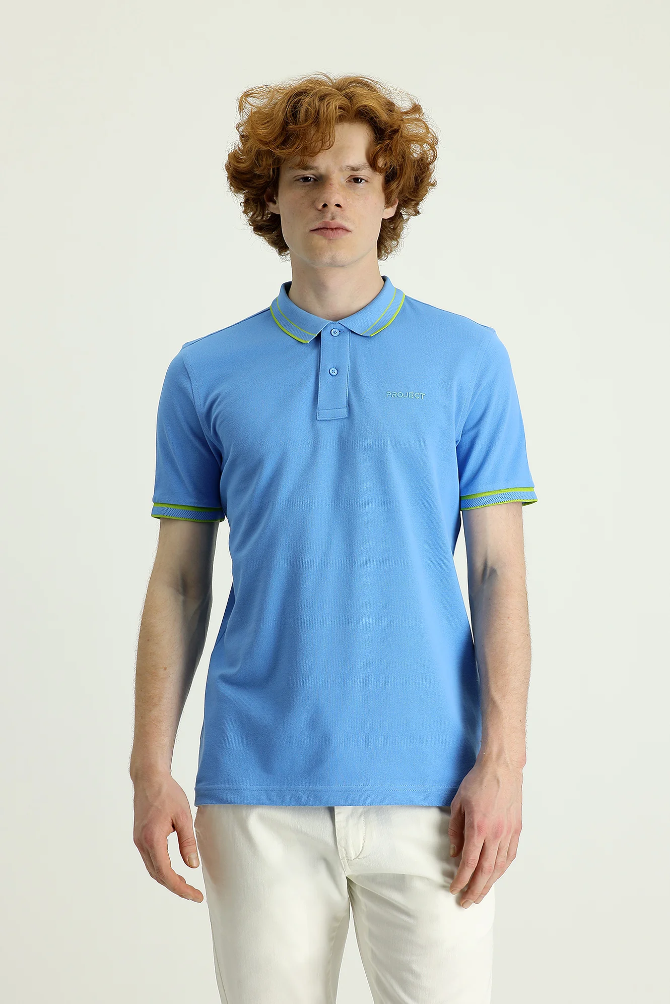 Mavi Polo Yaka Slim Fit Dar Kesim Pamuk Tişört - Image 2