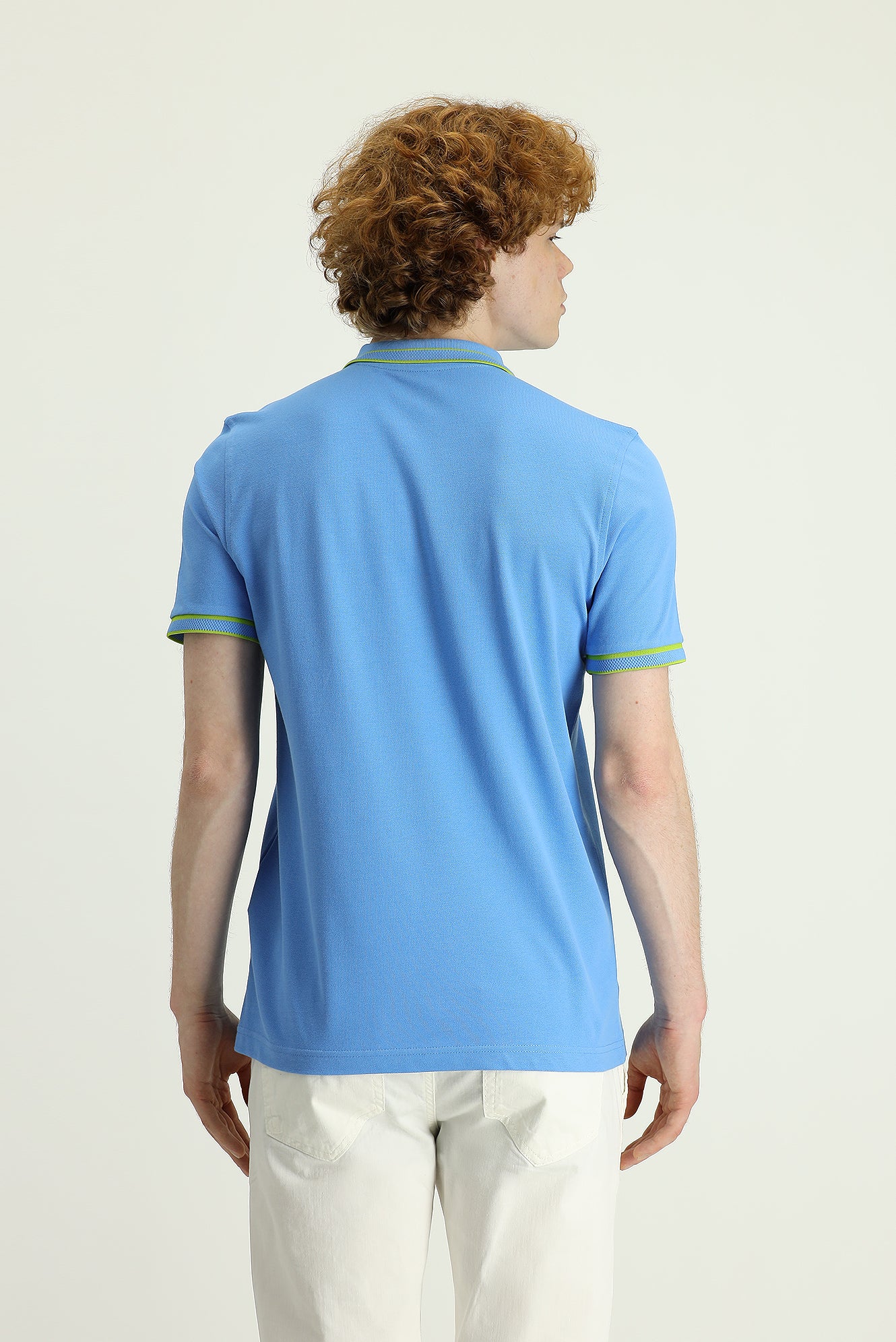 Mavi Polo Yaka Slim Fit Dar Kesim Pamuk Tişört - Image 3