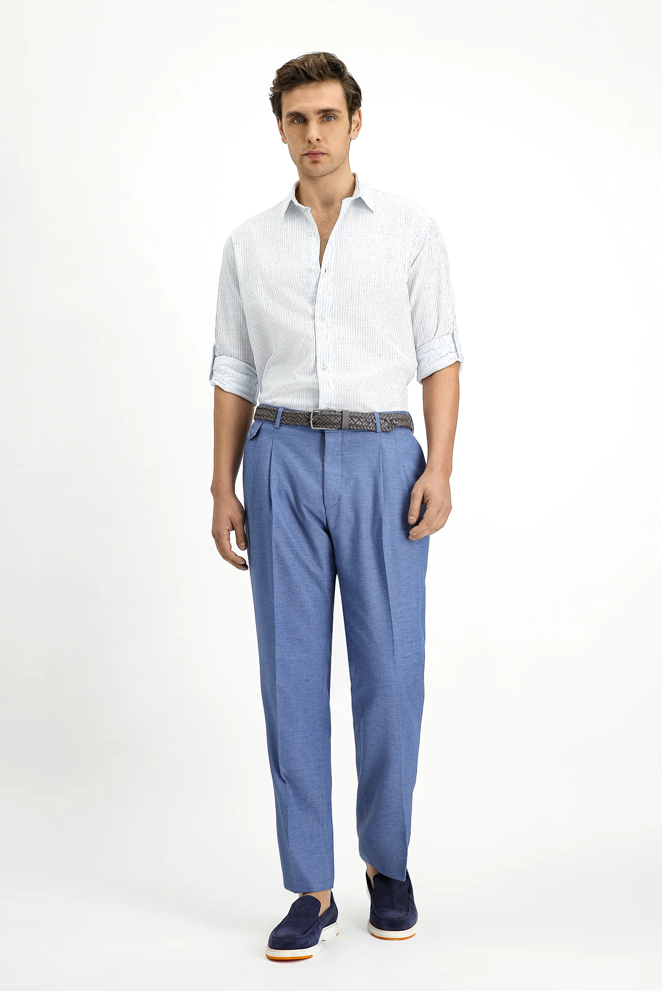 Mavi 6 Drop Regular Fit Standart Kesim Keten Karışımlı Pileli Klasik Kumaş Pantolon - Image 2