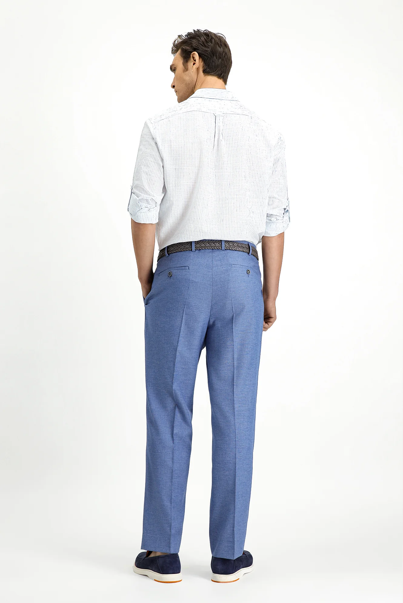 Mavi 6 Drop Regular Fit Standart Kesim Keten Karışımlı Pileli Klasik Kumaş Pantolon - Image 4