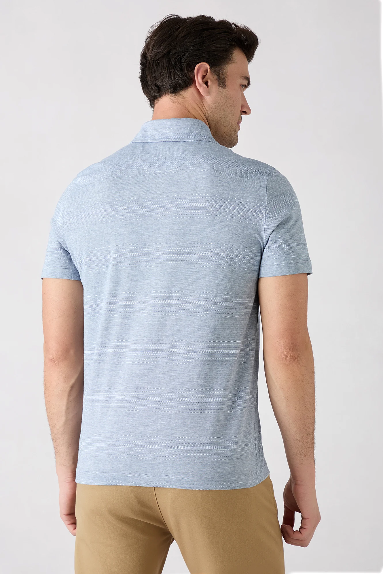 Mavi Regular Fit Düğmeli Polo Yaka Cepli Desenli %100 Pamuk Nefes Alabilen Merserize Tişört - Image 6
