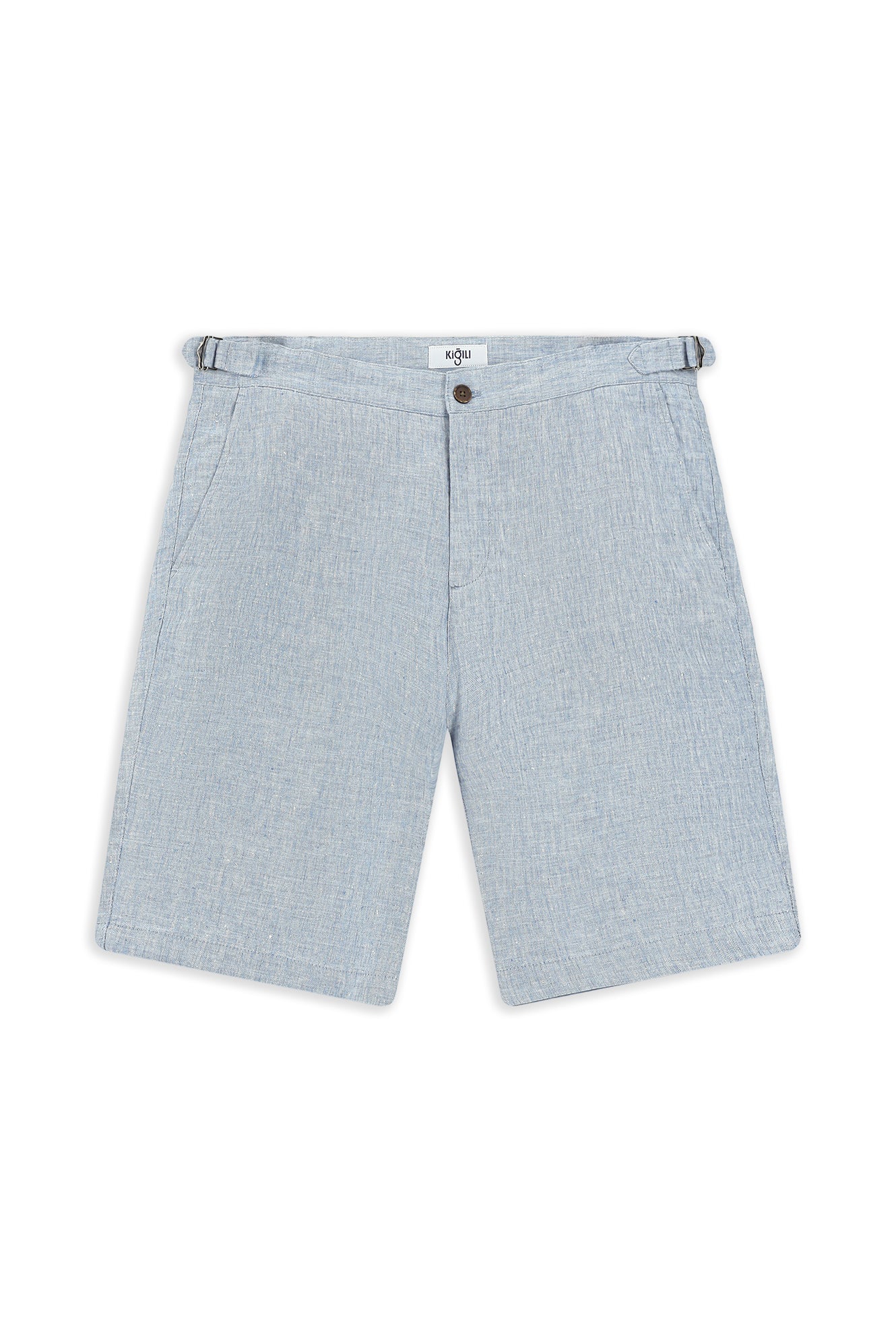 Mavi Regular Fit Standart Kesim Tokalı Keten Bermuda Şort