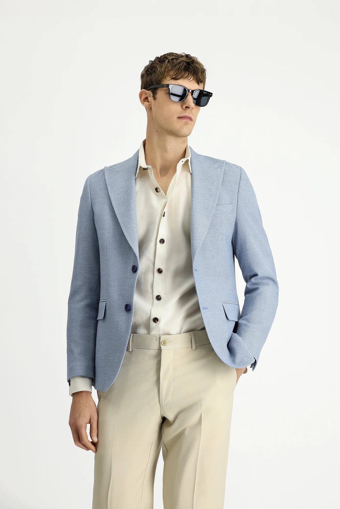 Mavi 4 Drop Relaxed Fit Rahat Kesim Desenli Klasik Ceket