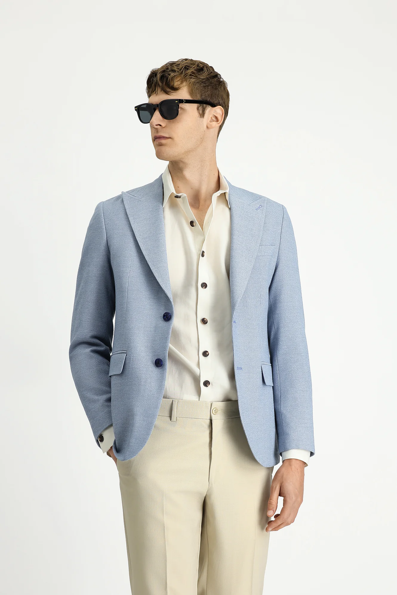 Mavi 4 Drop Relaxed Fit Rahat Kesim Desenli Klasik Ceket - Image 3