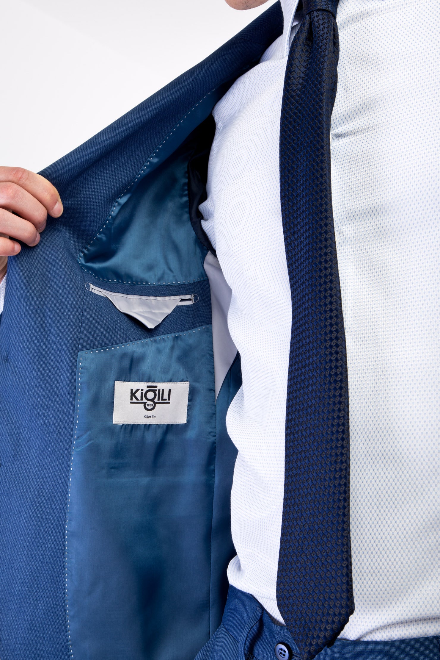 Mavi 7 Drop Slim Fit Dar Kesim Desenli Takım Elbise - Image 4