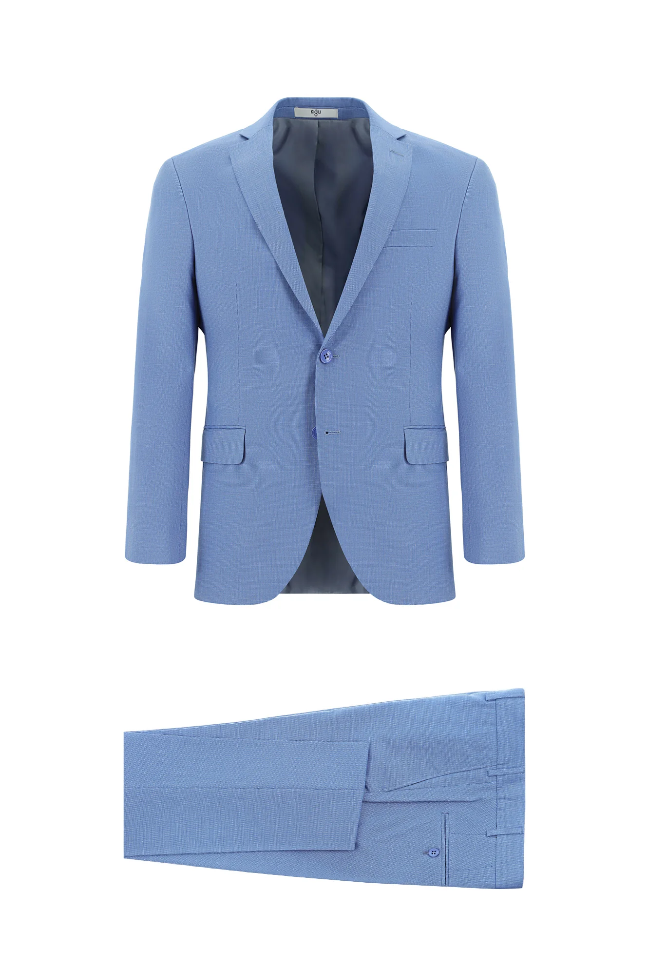 Mavi 7 Drop Slim Fit Dar Kesim Desenli Takım Elbise