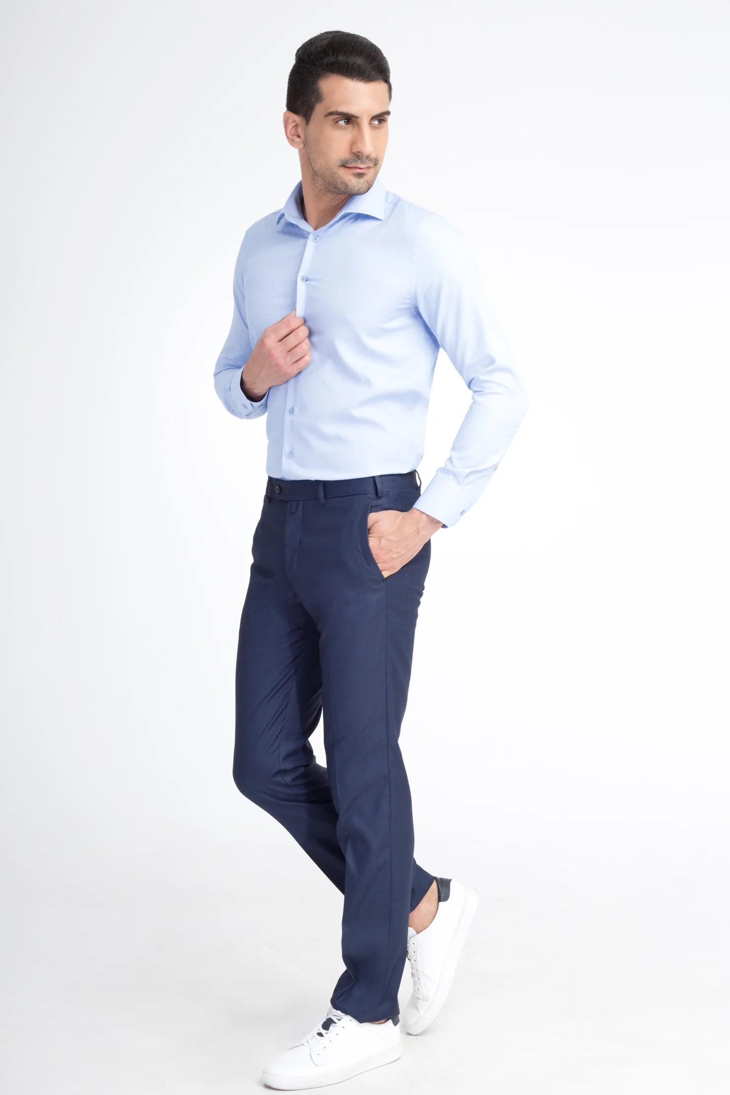 Mavi 7 Drop Slim Fit Dar Kesim Kuşgözü Klasik Kumaş Pantolon - Image 2