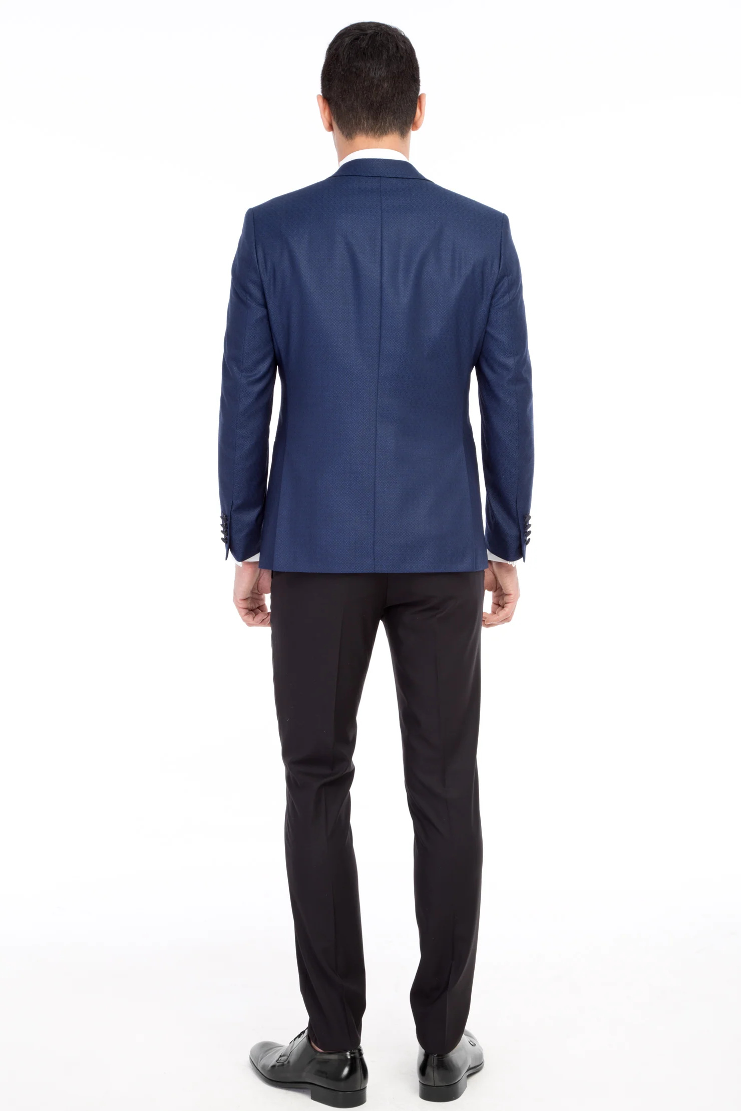 Mavi 7 Drop Slim Fit Dar Kesim Mono Yaka Desenli Yelekli Smokin & Damatlık - Image 3