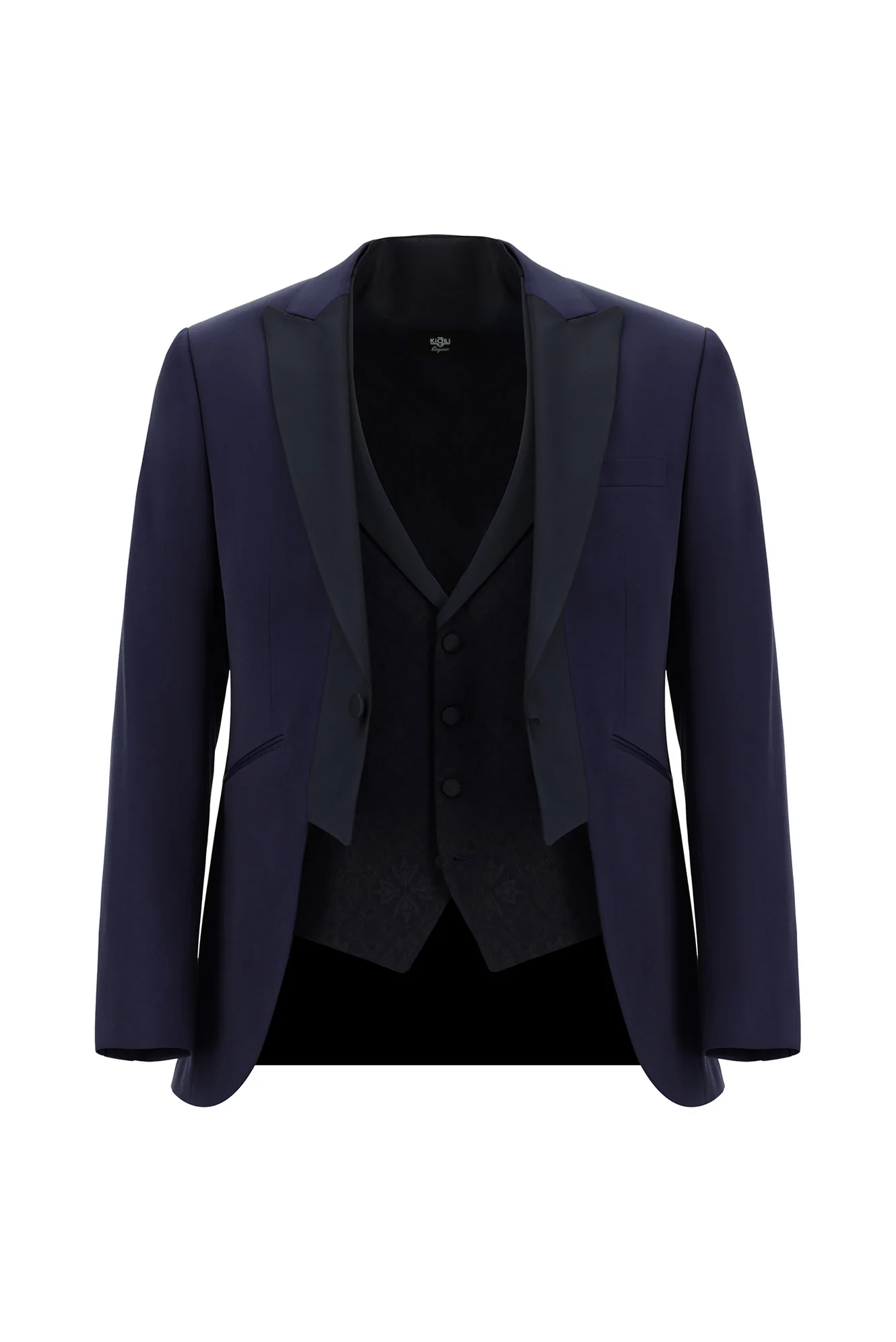 Mavi 7 Drop Slim Fit Dar Kesim Mono Yaka Yelekli Smokin & Damatlık - Image 2