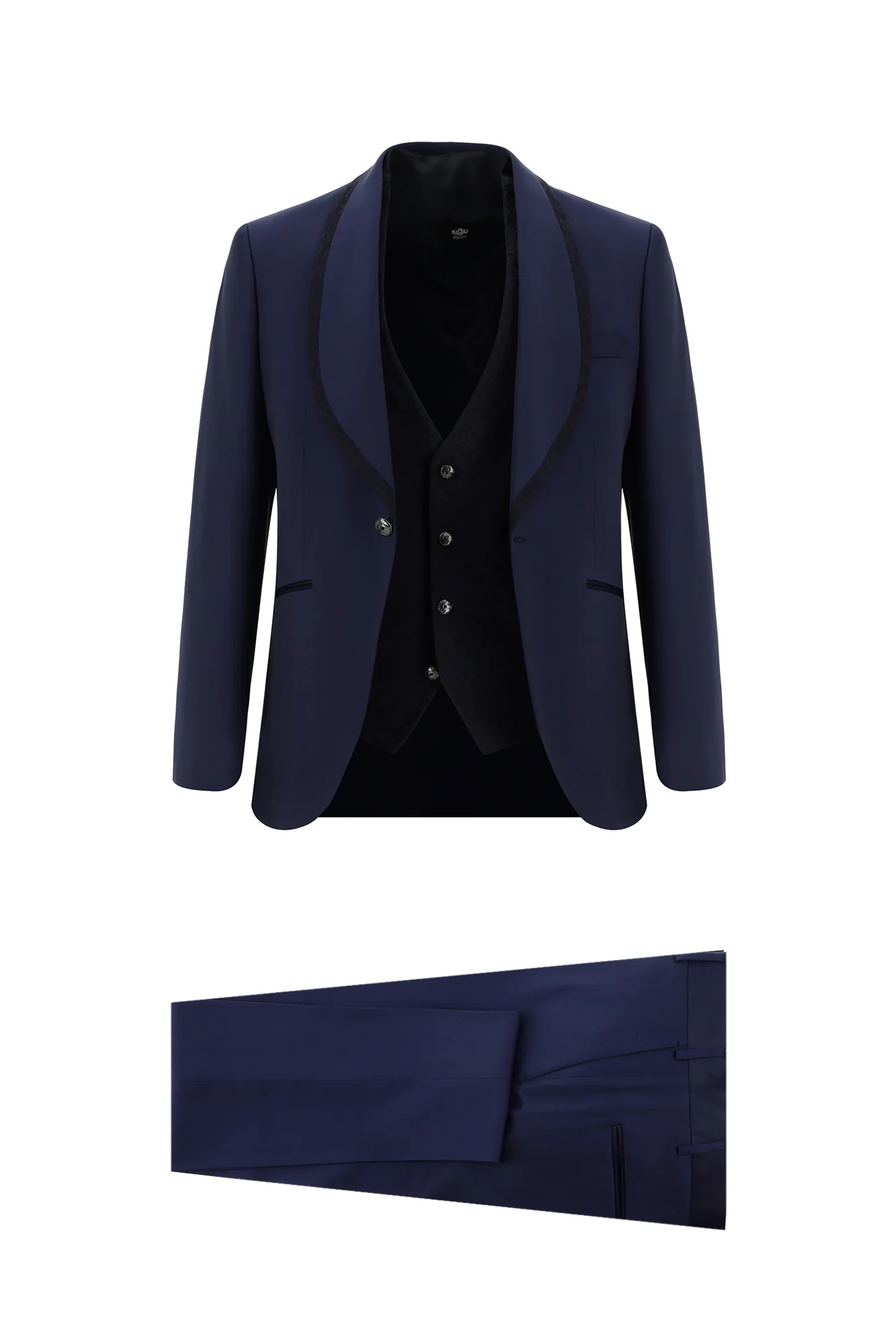 Mavi 7 Drop Slim Fit Dar Kesim Şal Yaka Yelekli Smokin & Damatlık
