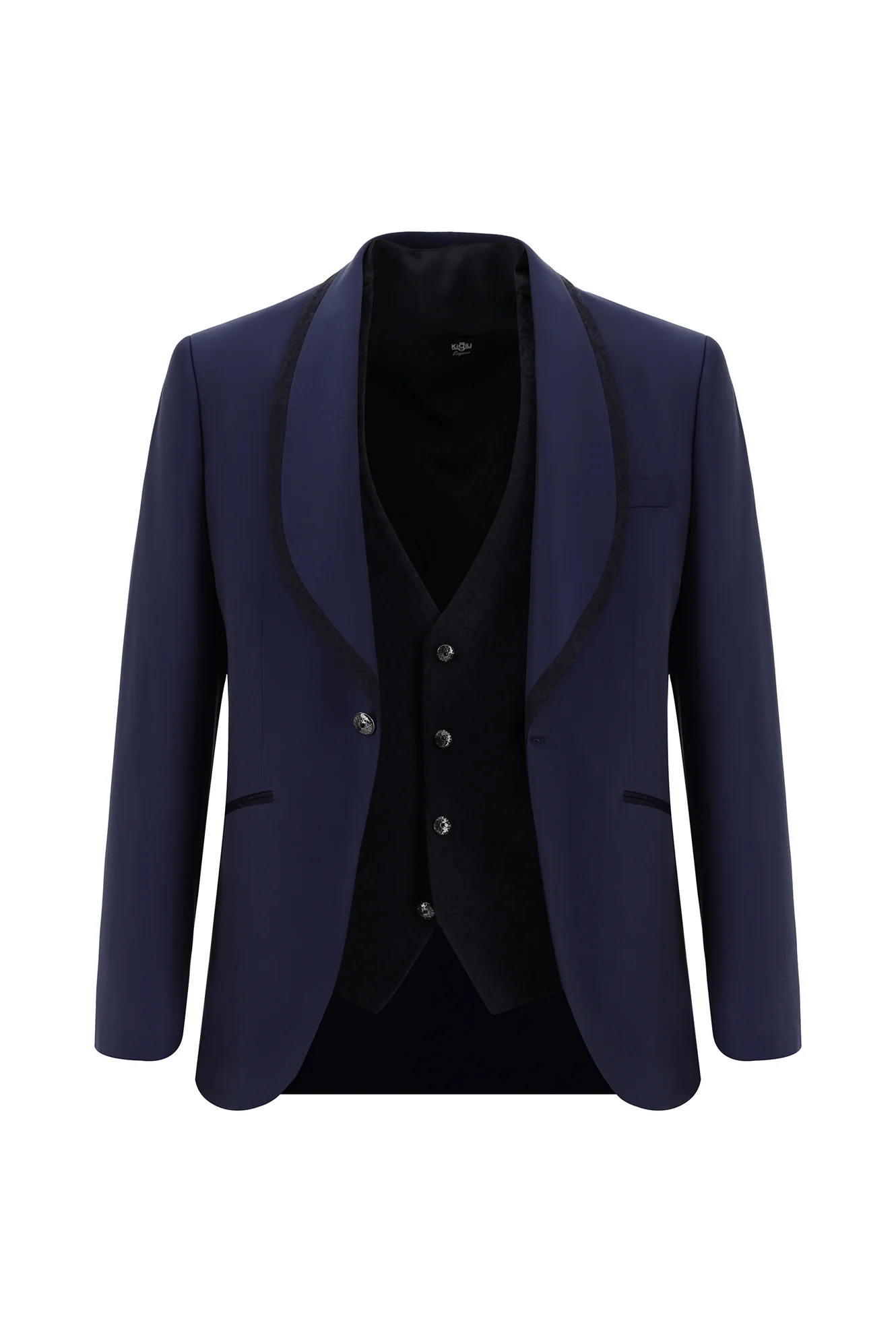 Mavi 7 Drop Slim Fit Dar Kesim Şal Yaka Yelekli Smokin & Damatlık - Image 2