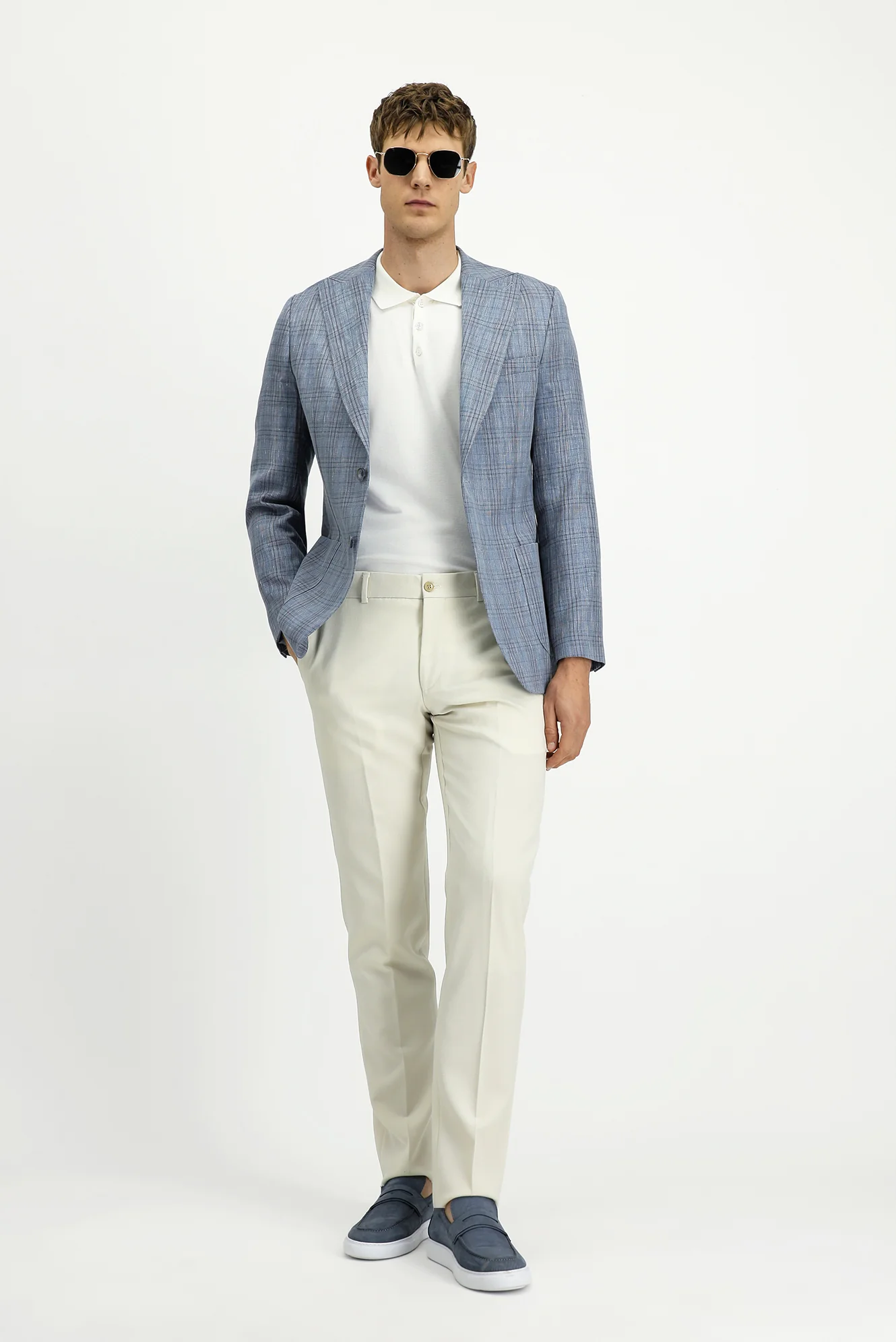 Mavi 7 Drop Slim Fit Dar Kesim Yünlü Keten Karışımlı Ekose Spor Ceket - Image 2