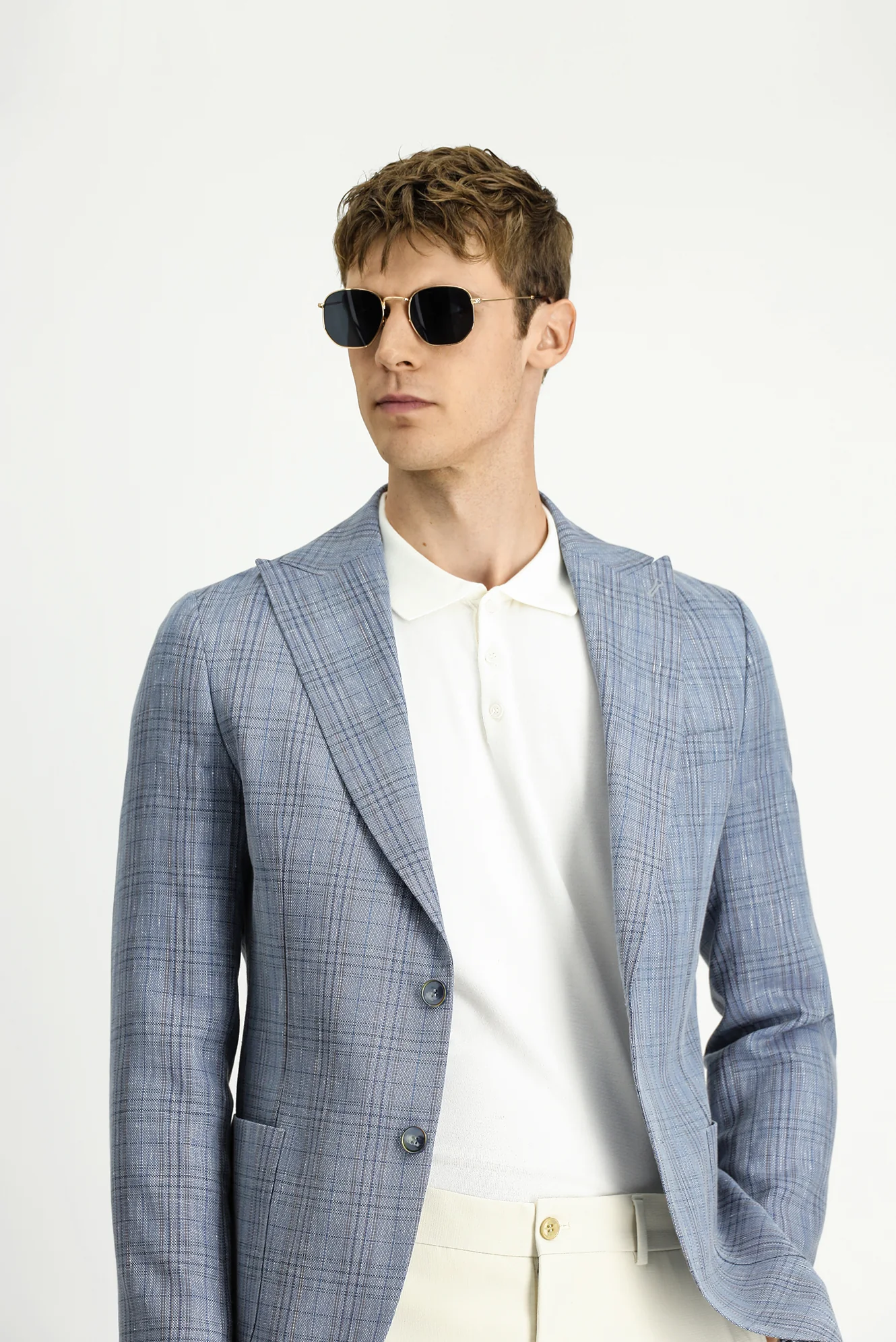 Mavi 7 Drop Slim Fit Dar Kesim Yünlü Keten Karışımlı Ekose Spor Ceket - Image 3