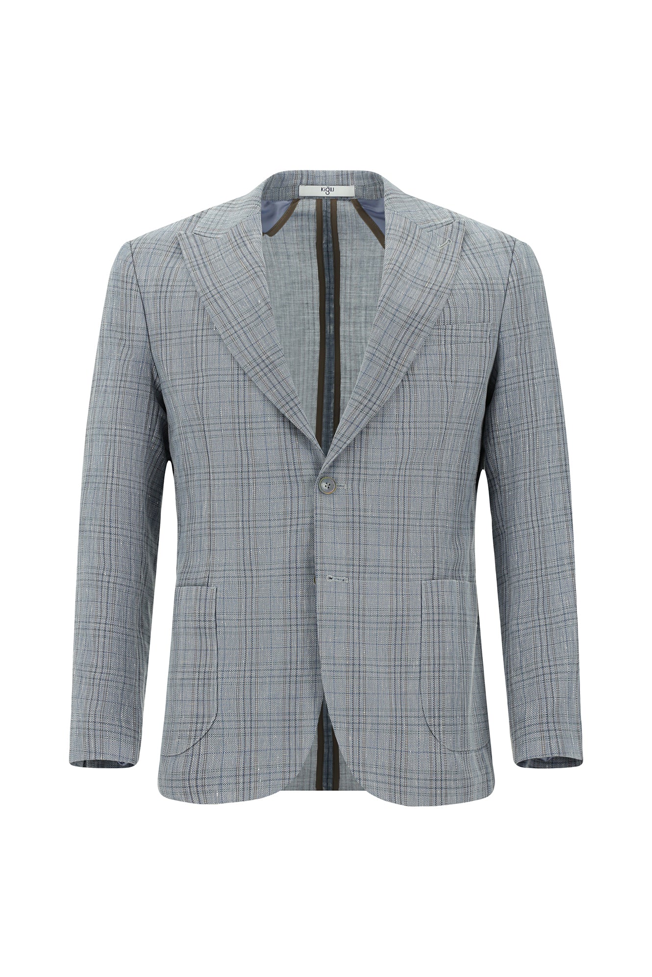 Mavi 7 Drop Slim Fit Dar Kesim Yünlü Keten Karışımlı Ekose Spor Ceket - Image 7