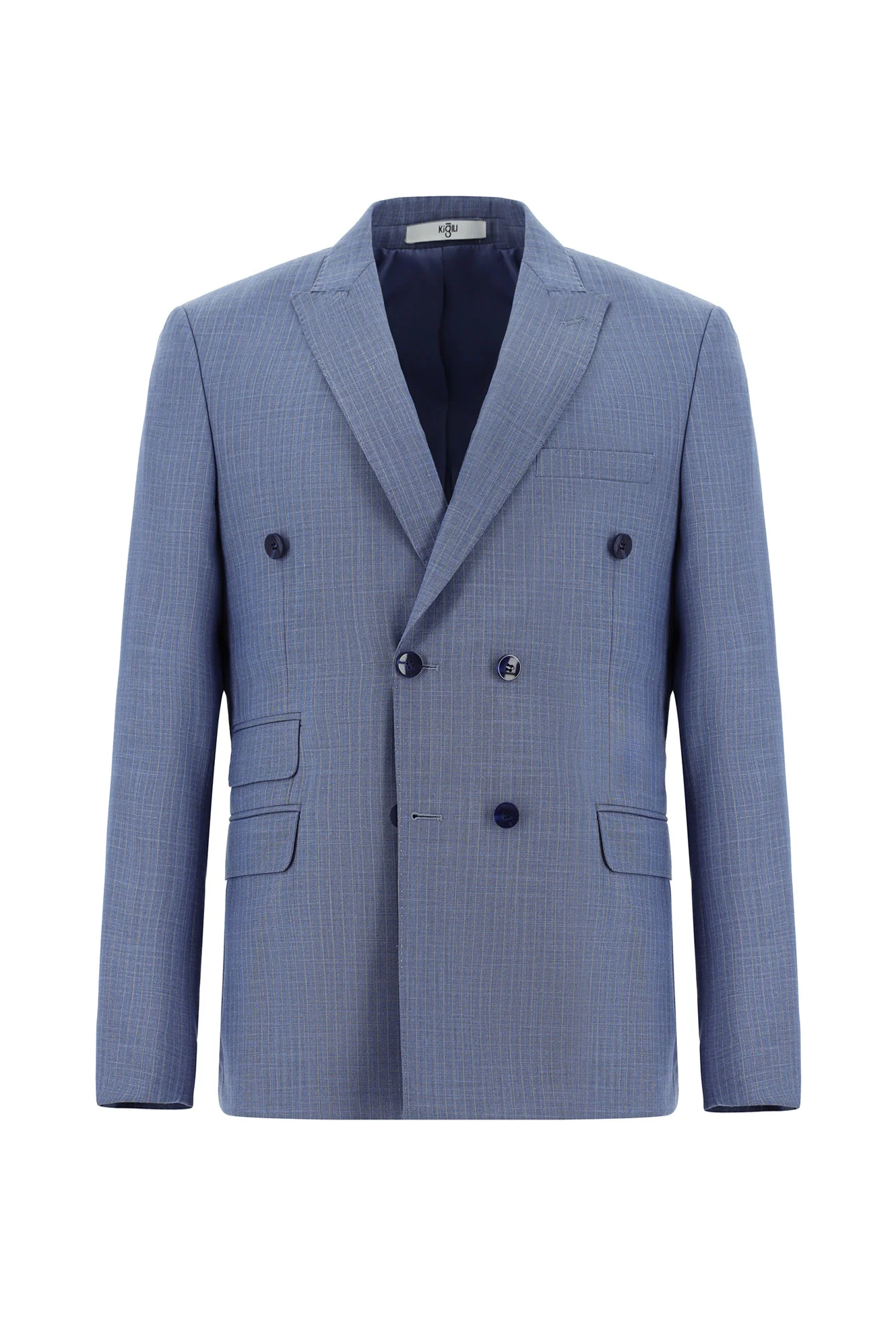 Mavi 7 Drop Super Slim Fit Eksra Dar Kesim Çizgili Kruvaze Takım Elbise - Image 2