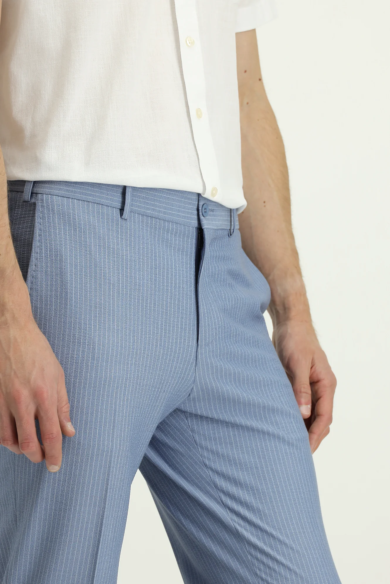 Mavi 7 Drop Super Slim Fit Eksra Dar Kesim Likralı Çizgili Klasik Kumaş Pantolon - Image 5