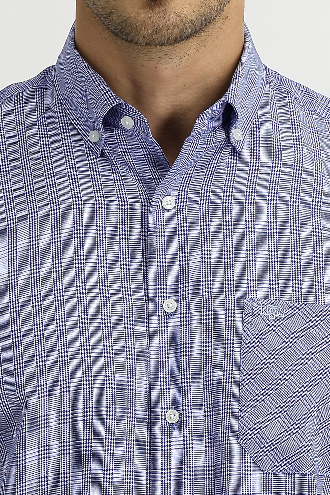 Mavi Uzun Kol Regular Fit Ekose Gömlek - Image 3