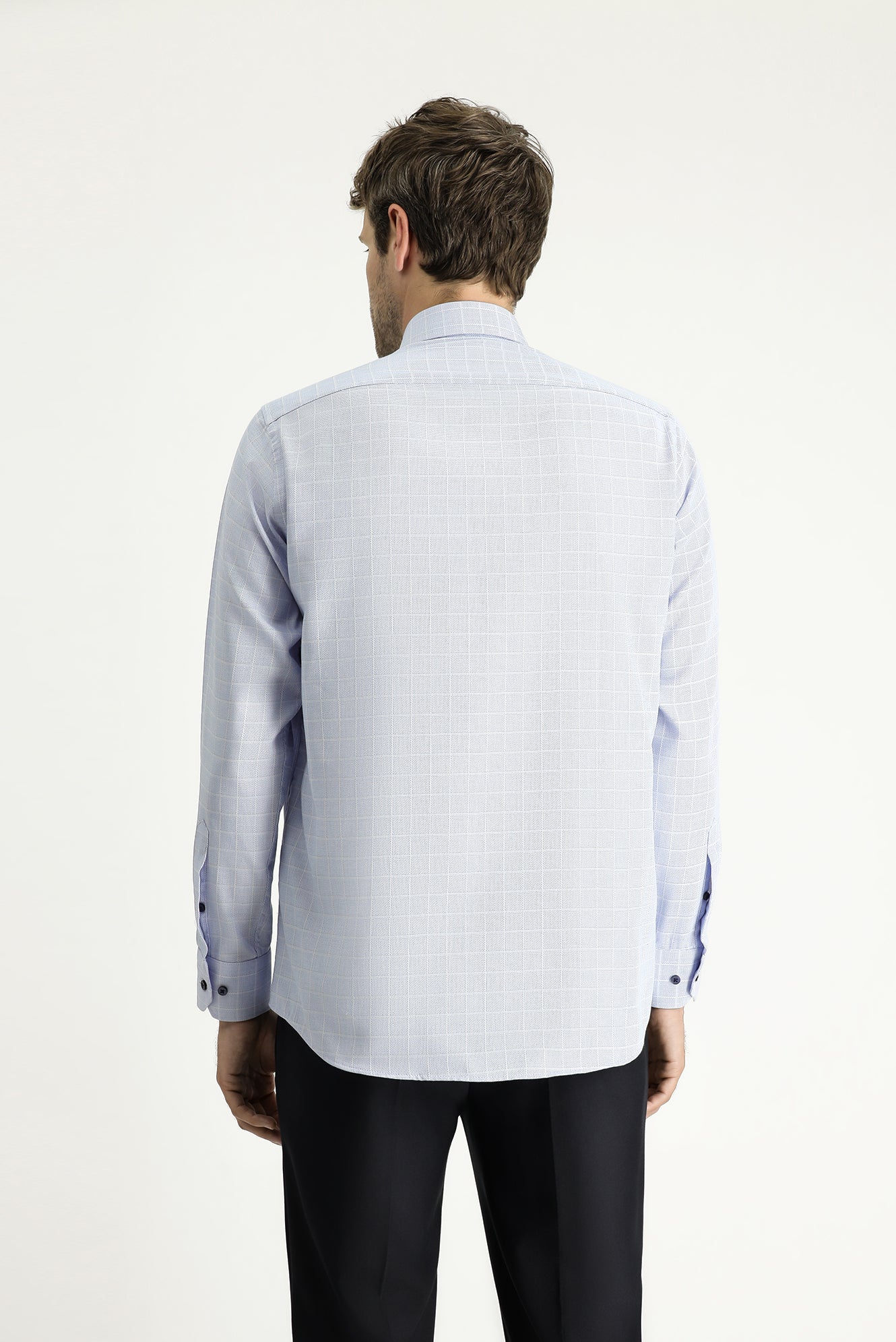 Mavi Uzun Kol Regular Fit Non Iron Ekose Pamuklu Gömlek - Image 5
